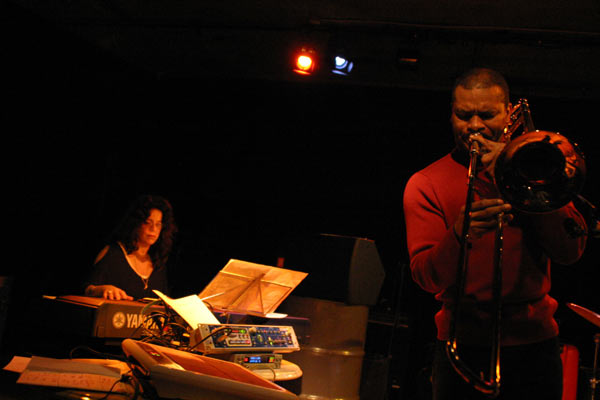 Michele Rosewoman and Robin Eubanks with "Robin Eubanks - Eb3" at Amr, Sud Des Alpes, Geneva, Switzerland, 2005