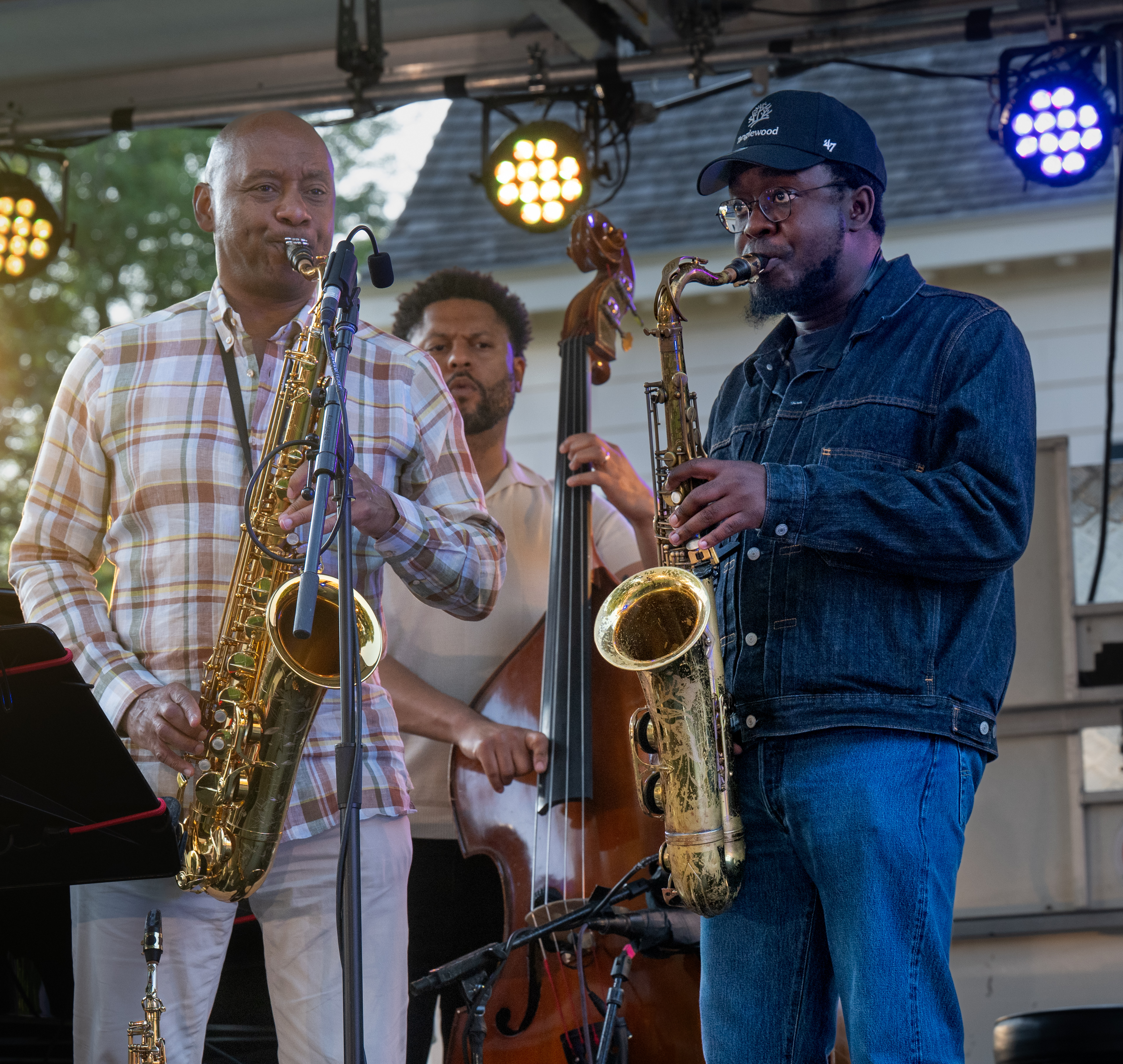 Branford Marsalis, Barry Stephenson, and Chris Lewis with Quartet at the Downtown Jamaica Riddim & Jazz Festival — jazz photo by Dave Kaufman | All About Jazz