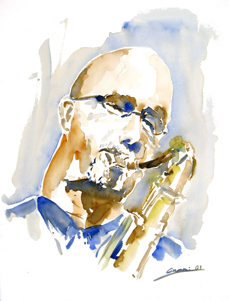 Michael Brecker - Dim 58x76 Watercolors on Paper 600gr/MQ