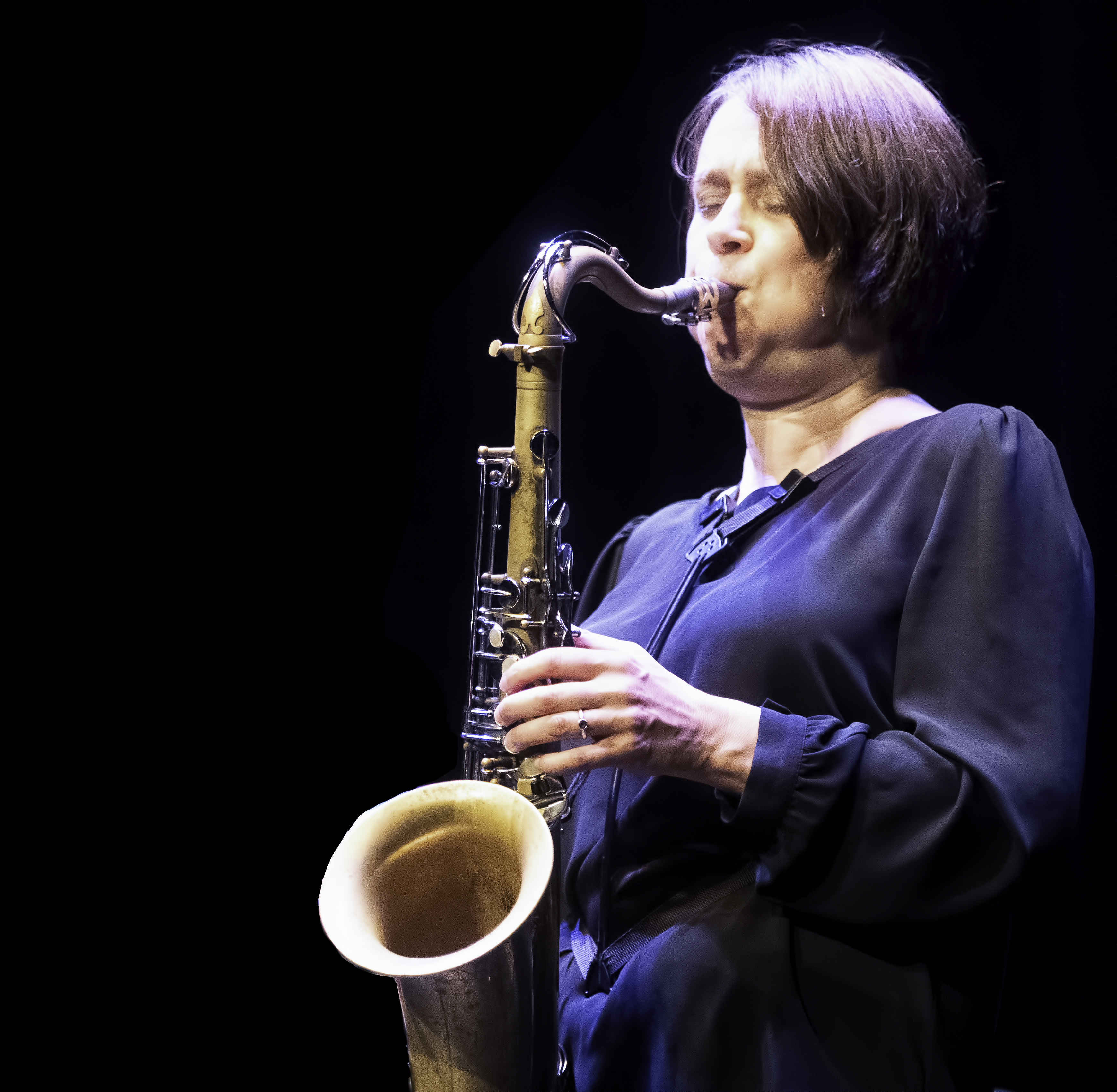 Ingrid Laubrock with Tom Rainey and Hank Roberts at the Guelph Jazz Festival 2019