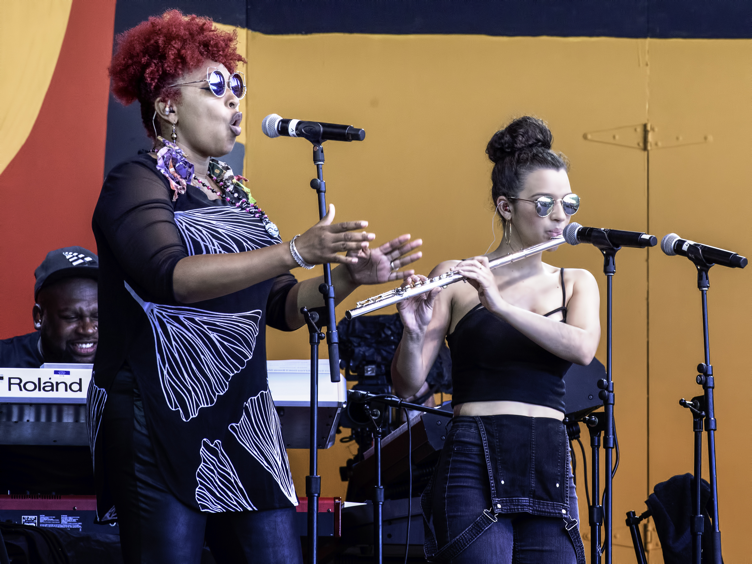 Maimouna Youssef, Elena Pinderhughes with Common at the Monterey jazz Festival