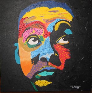 Wynton Marsalis - Painting Acrylic, 32"X32", 1998.