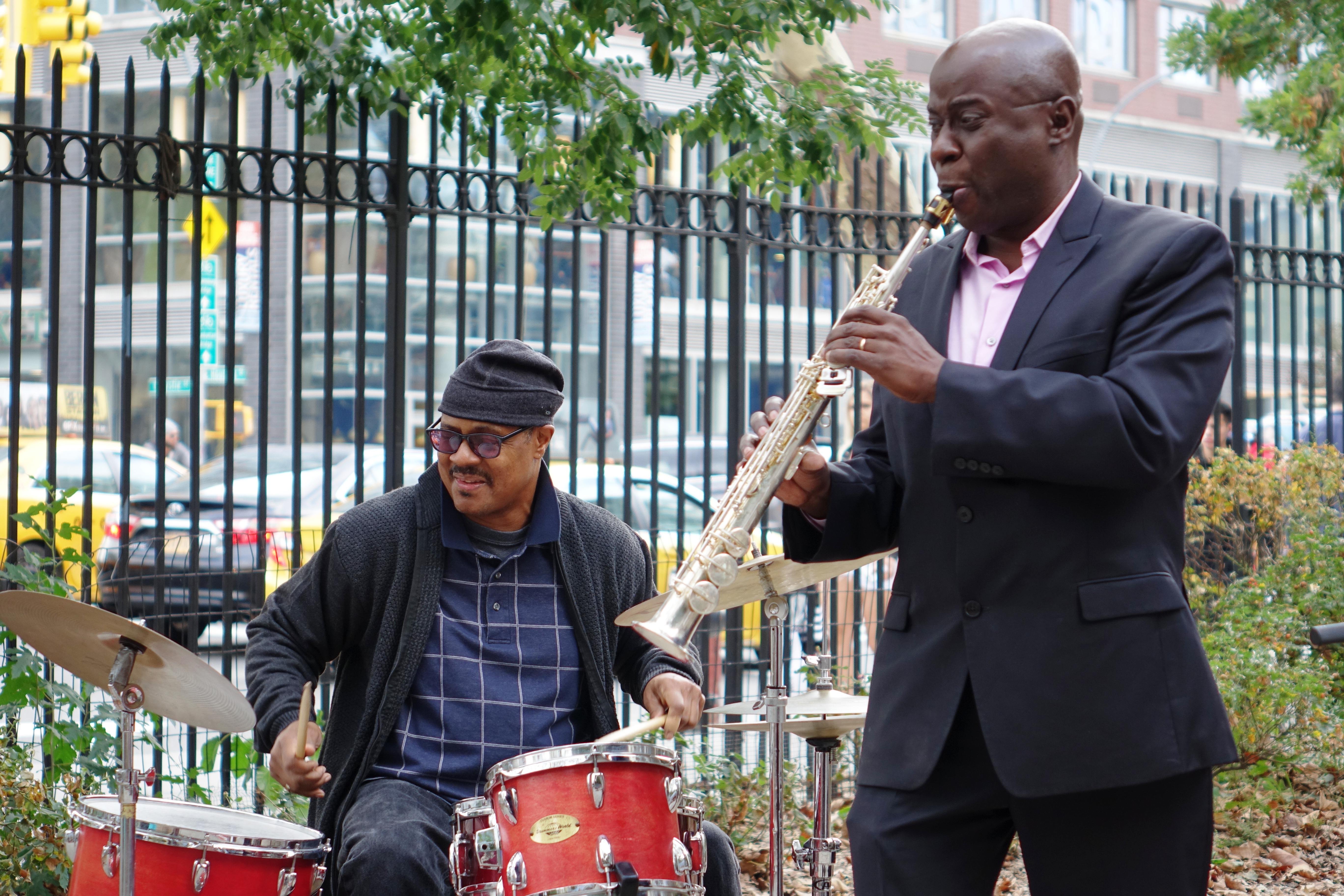 Reggie Nicholson and Sam Newsome at First Street Green, NYC in September 2017