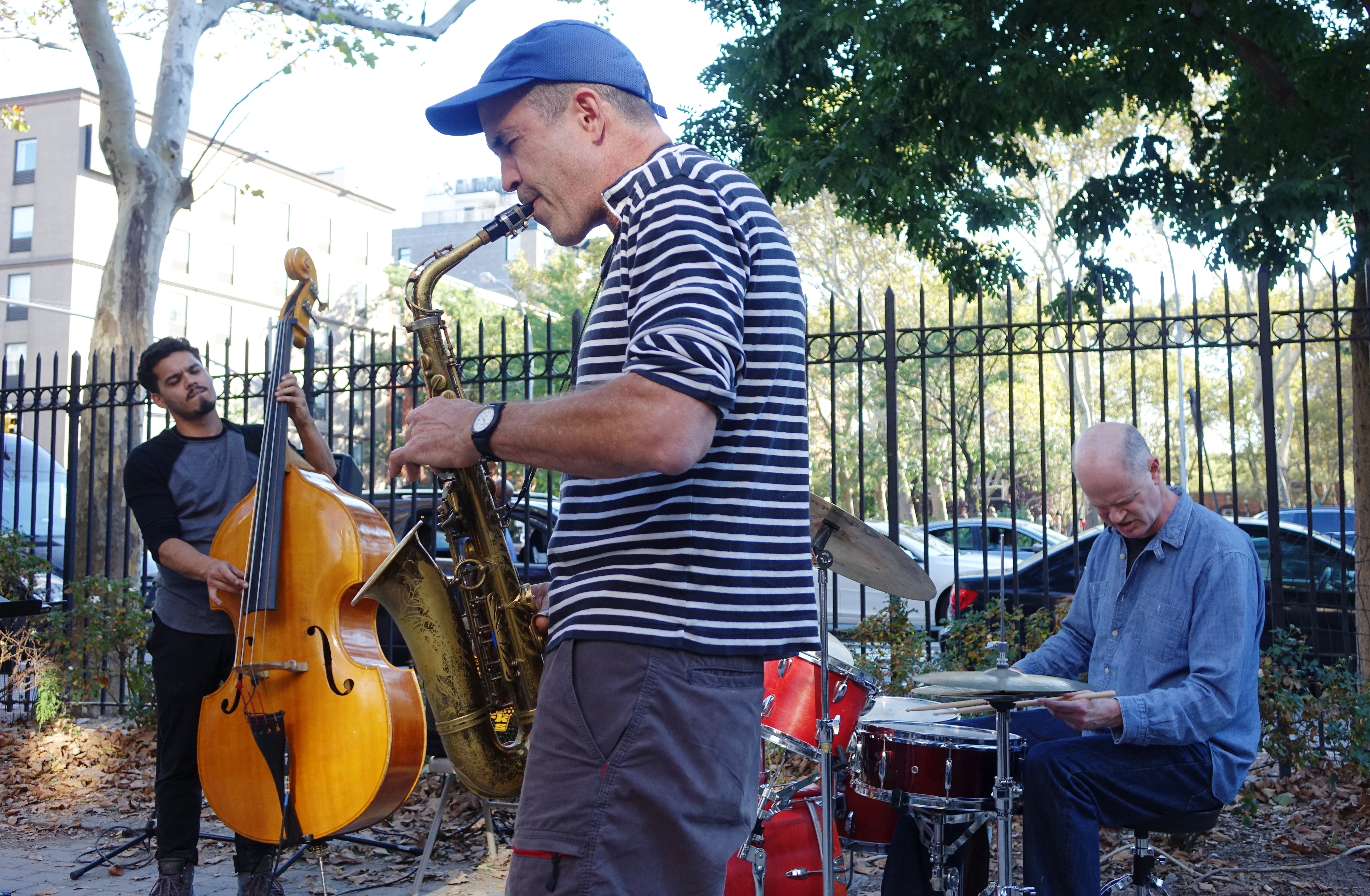 Brandon Lopez, Rob Brown and Whit Dickey at First Street Green, NYC in October 2017