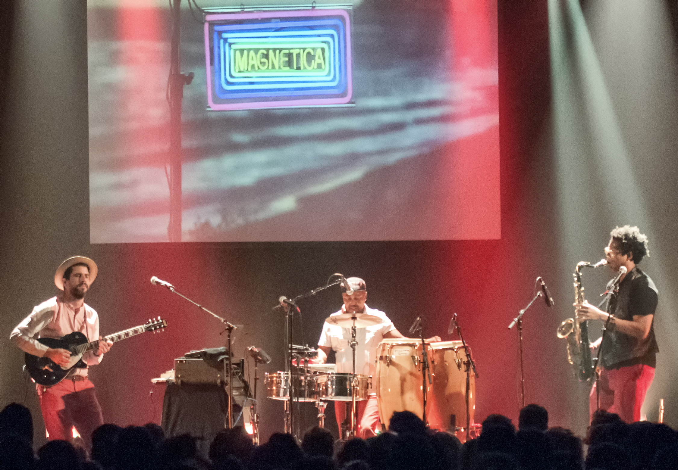 Will Holland, Wilson Viveros and Simon Little with Quantic at the Montreal International Jazz Festival 2014