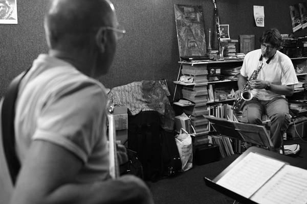 Jean-Pierre Schaller and Stefano Saccon During a Rehersal for the Group "Stratometric", Geneva, Switzerland, 2005