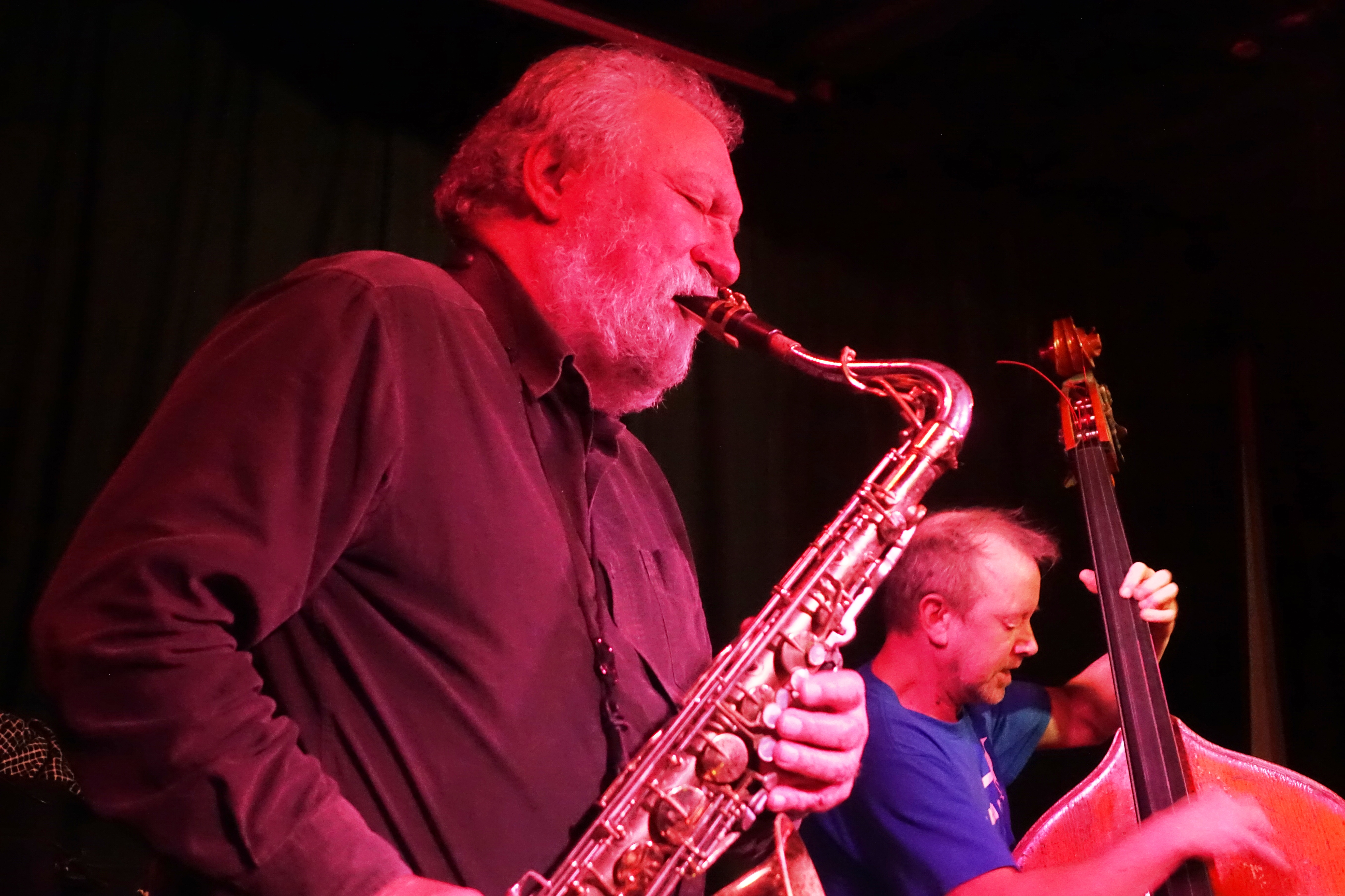 Evan Parker and John Edwards at the Vortex, London in December 2018