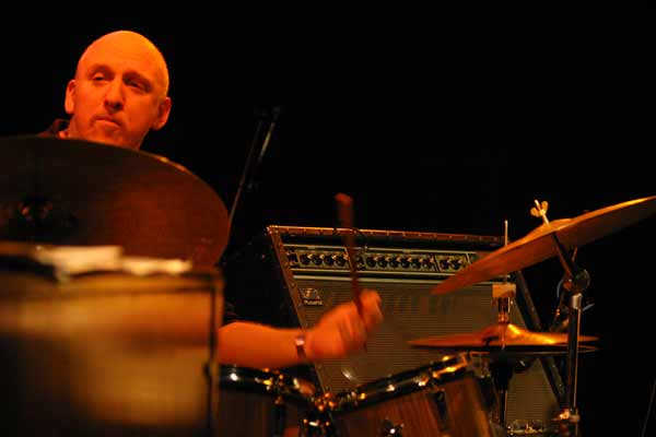 Adam Nussbaum with the "John Abercrombie Organ Trio" at Amr, Sud Des Alpes, Geneva, Switzerland, 2004