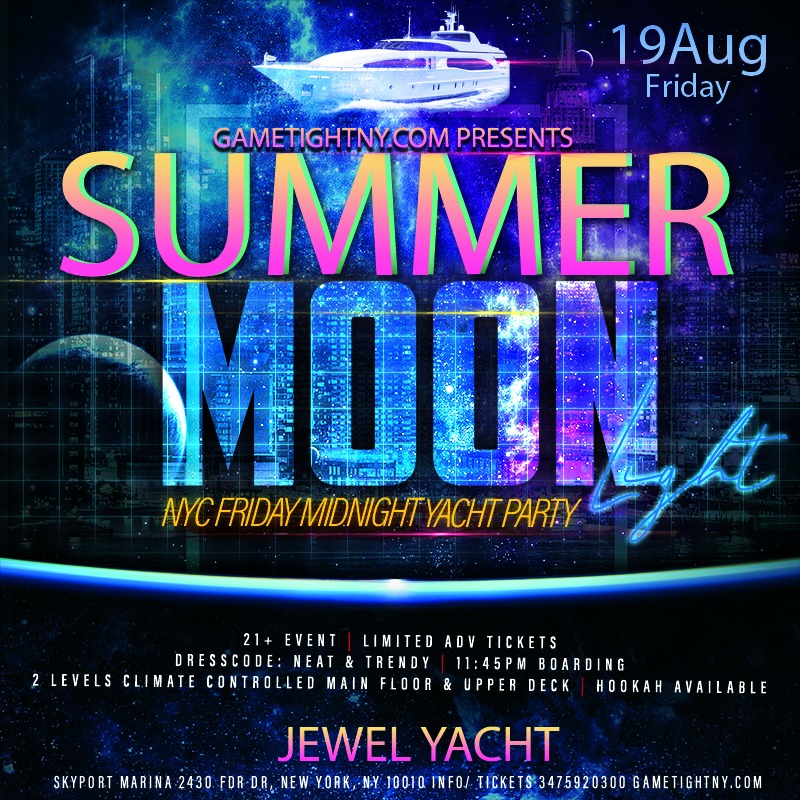Summer Moonlight Jewel Yacht Nyc Midnight Yacht Friday Party 2022