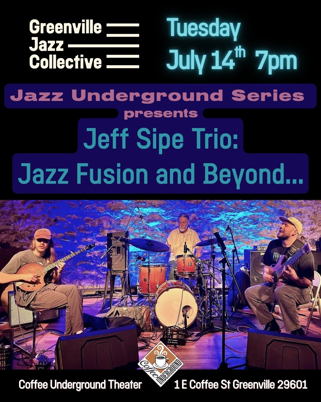 GVLJazz Underground | Jeff Sipe Trio: Jazz Fusion And Beyond... — jazz photo by GVL Jazz | All About Jazz