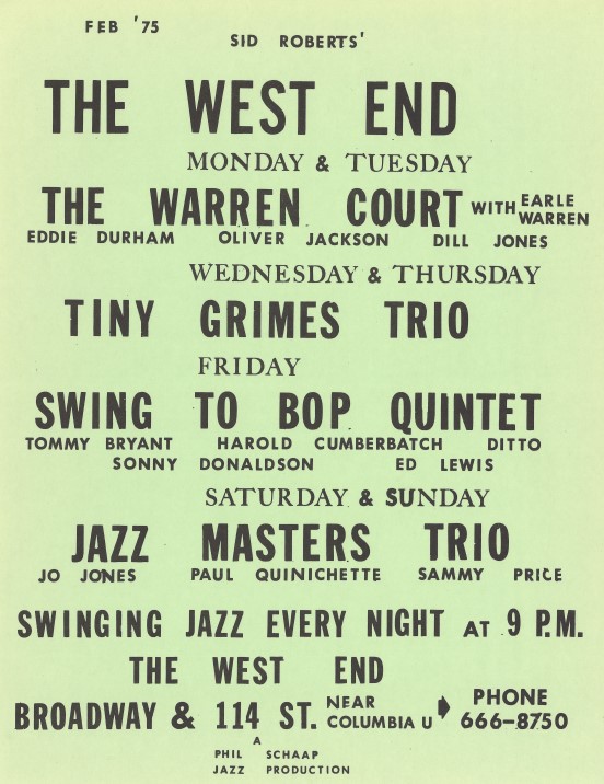 West End Calendar — jazz photo by Daniel Gould | All About Jazz