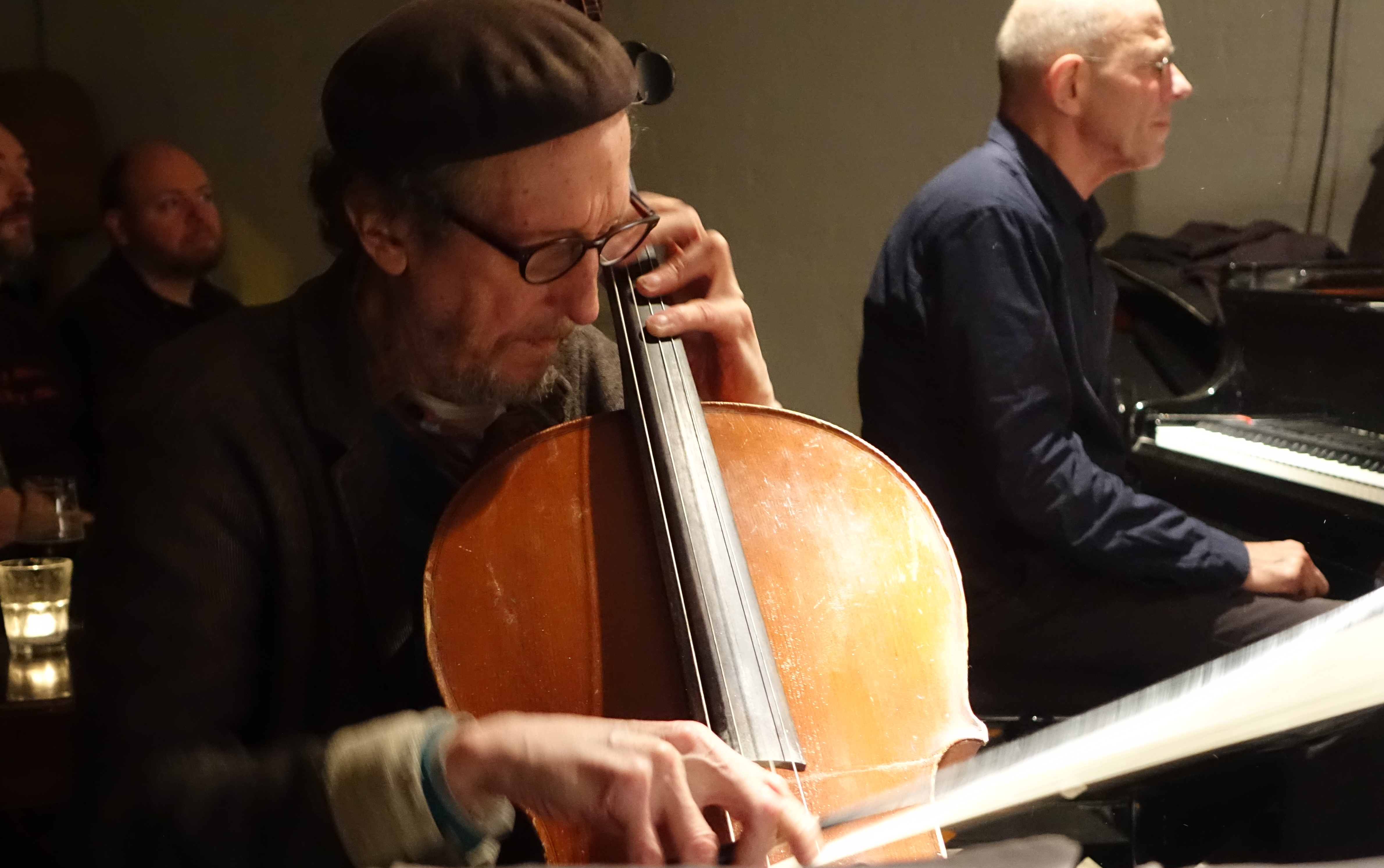 Tristan Honsinger and Guus Janssen at Cafe Oto, London in December 2018