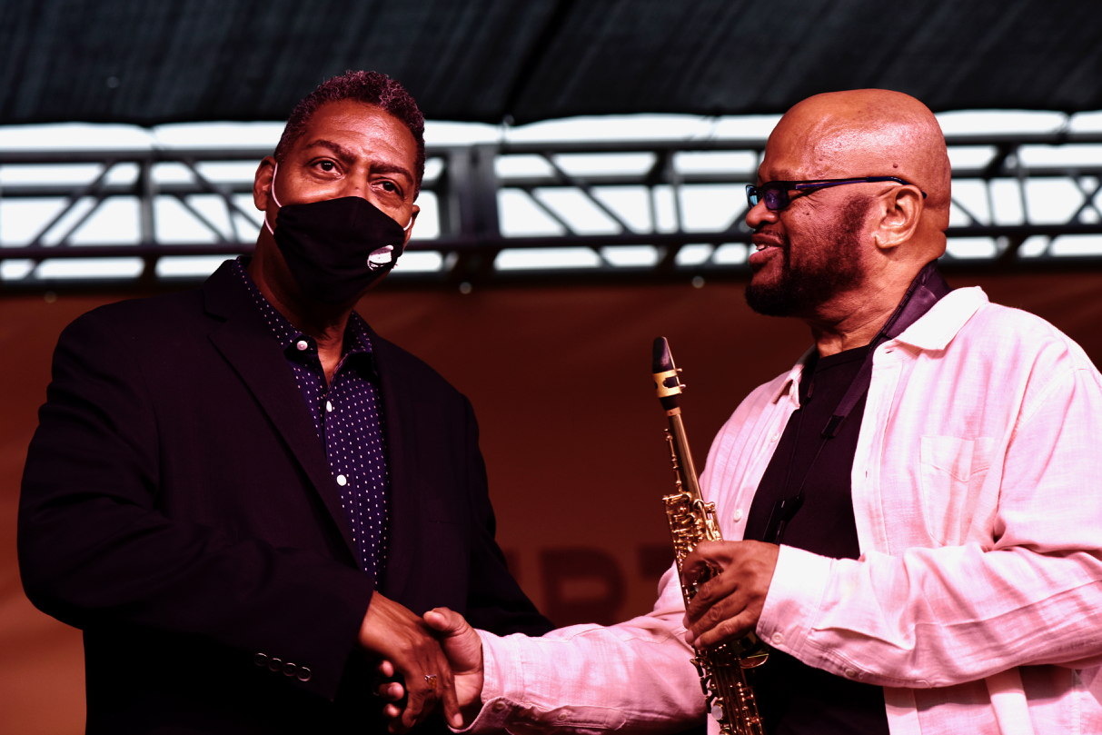 Azar Lawrence & Jazz DJ LeRoy Downs  at the Leimert Park Jazz Festival 2021