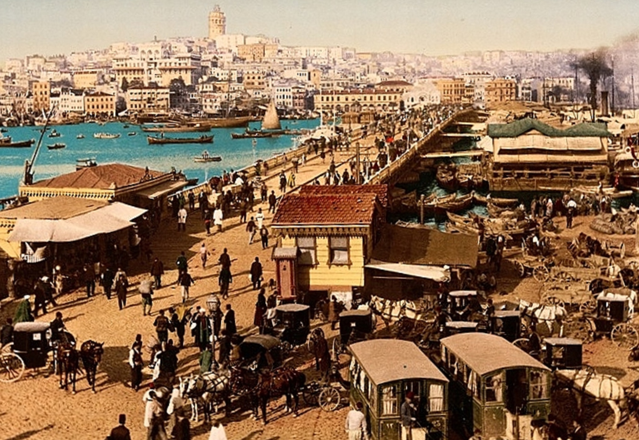 Constantinople 1920s at Galata Bridge