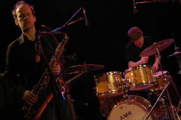 Chris Speed and Jim Black with the "Jim Black - Alasnoaxis" at the Sud Des Alpes, Amr, Geneva, Switzerland, April 2006