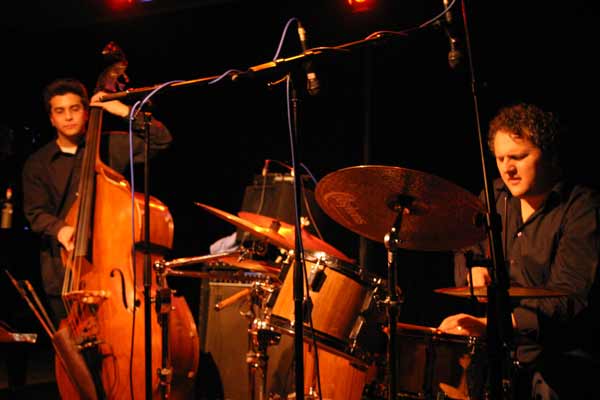 Peter Gossweiler and Luigi Galati with "Fanny Anderegg Quartet" at Amr, Sud Des Alpes, Geneva, Switzerland, 2004