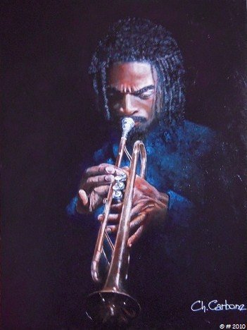 Painting of Akili Jamal Haynes by Chantal Carbone of France