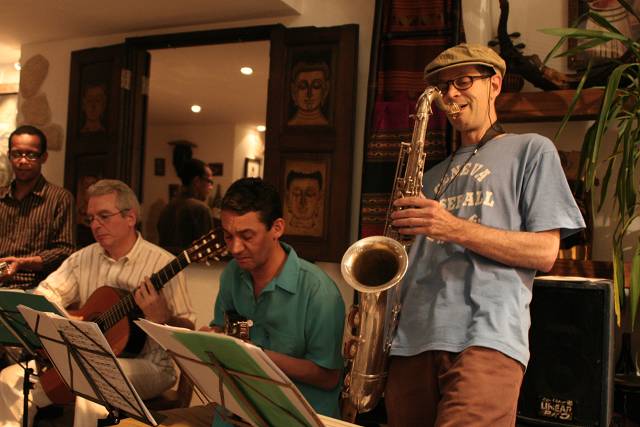 Francois Lambert, Christian Lambert and Eduardo Kohan with Choro Bandido at the Verre a Soif, Geneva, Switzerland,2005