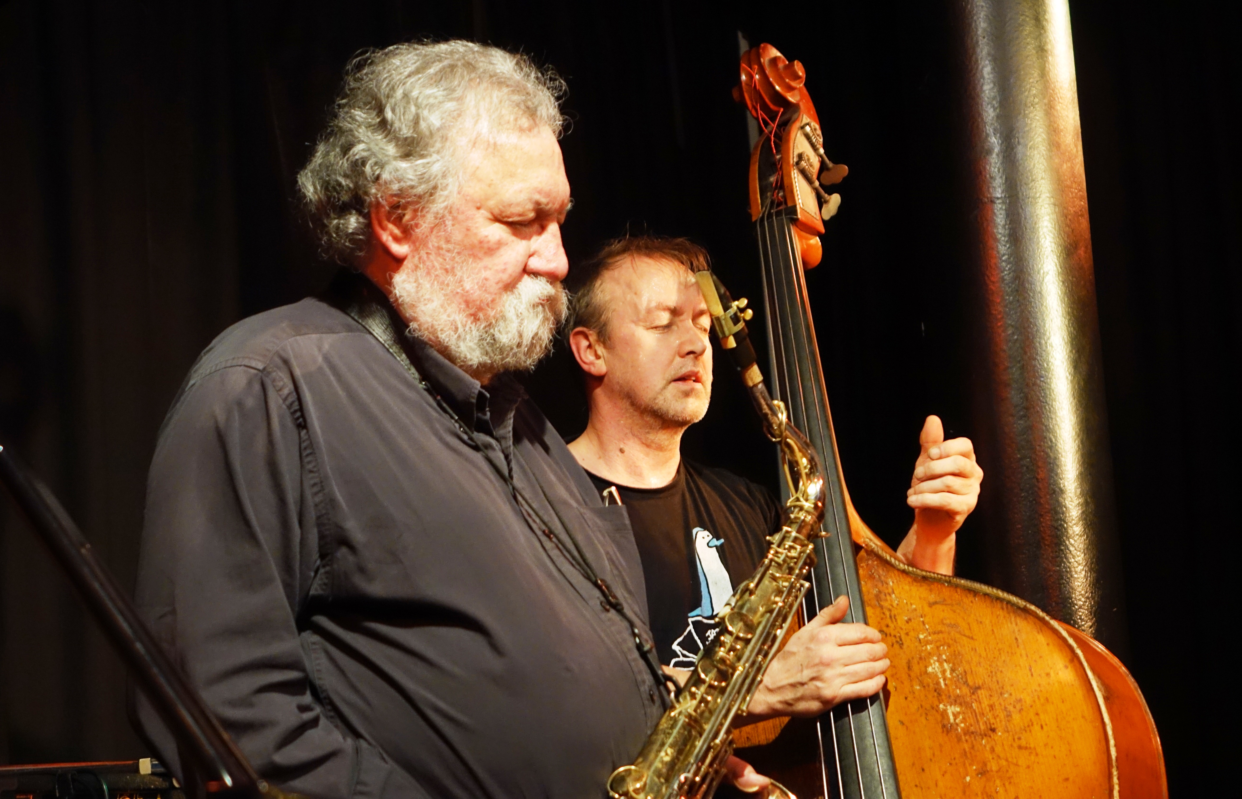 Evan Parker and John Edwards at the Vortex, London in January 2018