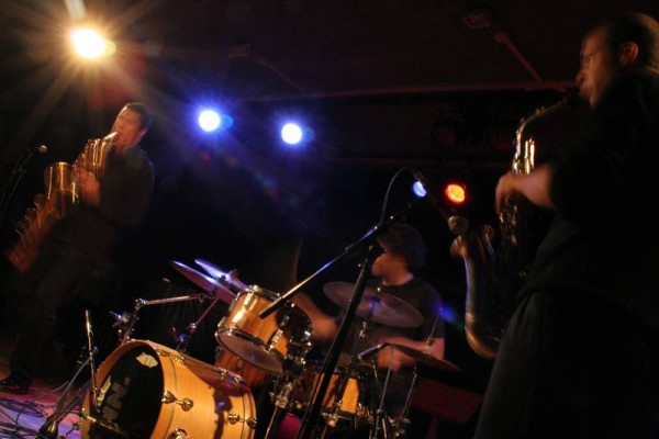 Aina Rakotobe, Nelson Schaer and Manuel Gesseney with "NK" at the Sud Des Alpes, Amr, Geneva, Switzerland, May 2006