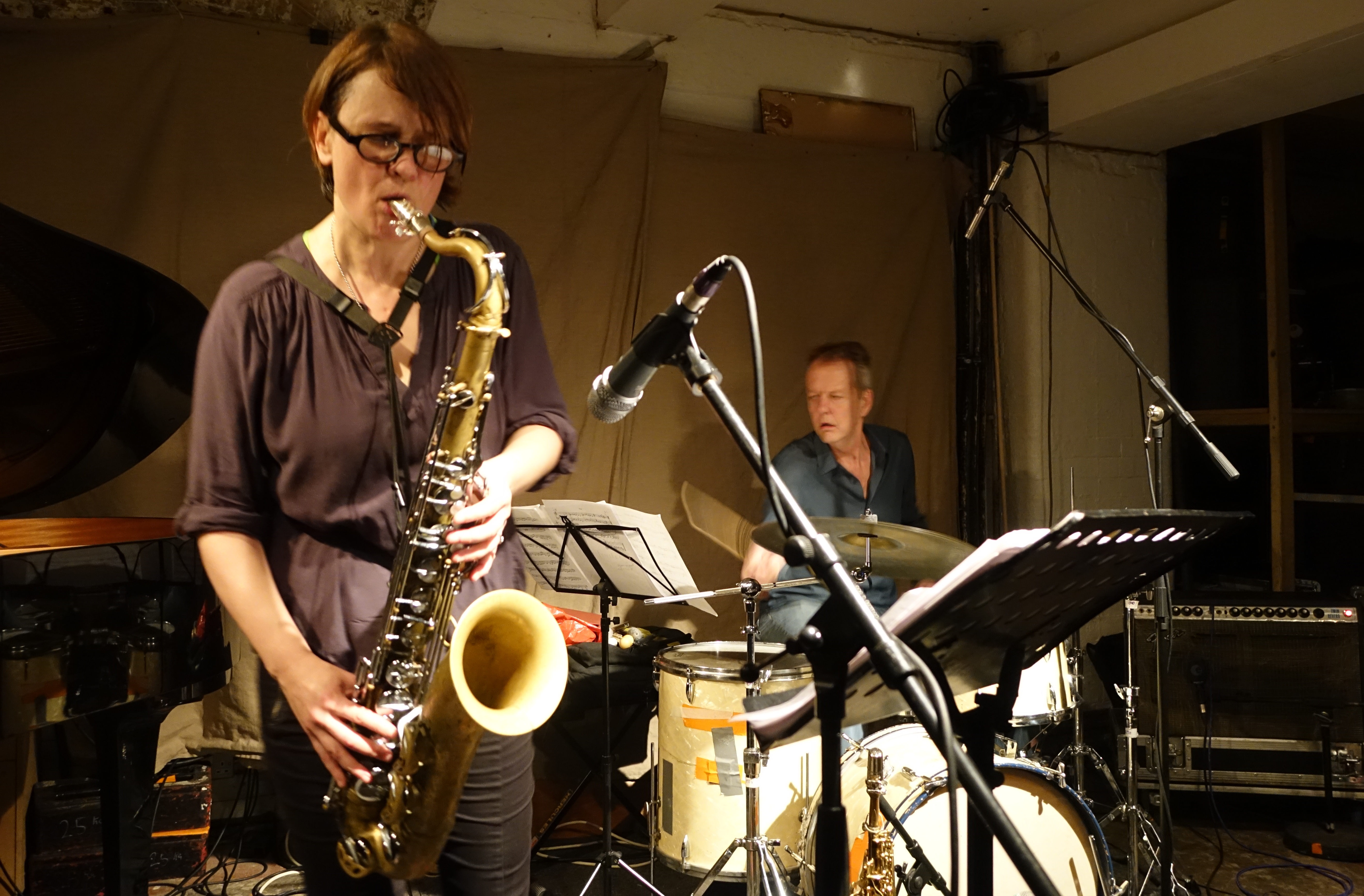 Ingrid Laubrock and Tom Rainey at Cafe Oto, London in May 2018