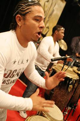 Leonel Guerra and Edwin Sanz with "Batambo" 'S Soundcheck at the Kilimandjaro Festival, Thonon-Les-Bains, France, 2005
