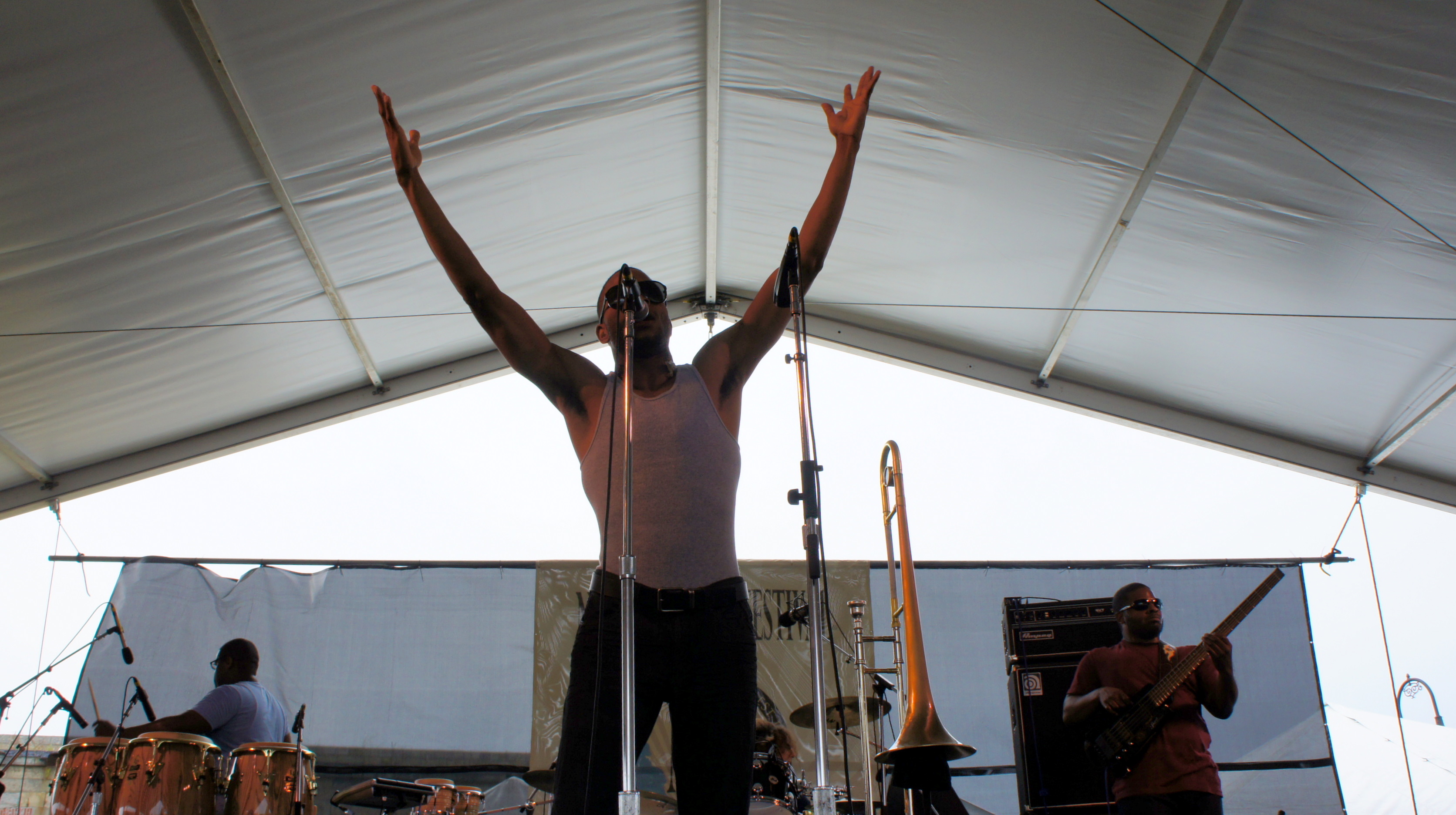 Dwayne Williams, Percussion, Trombone Shorty, and Mike Ballard, Bass, Newport 2011