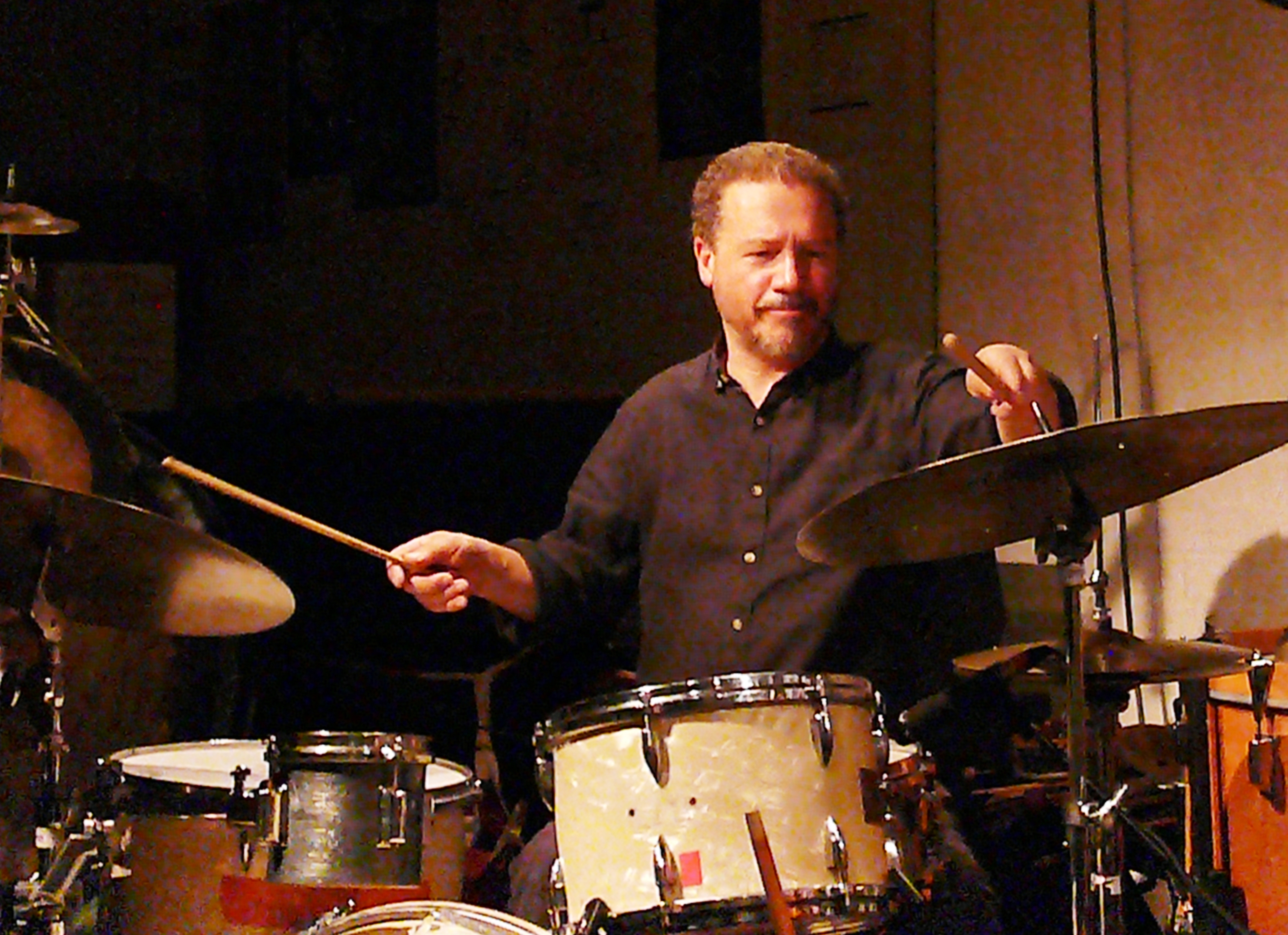 Mark Sanders at Cafe Oto, London in August 2017