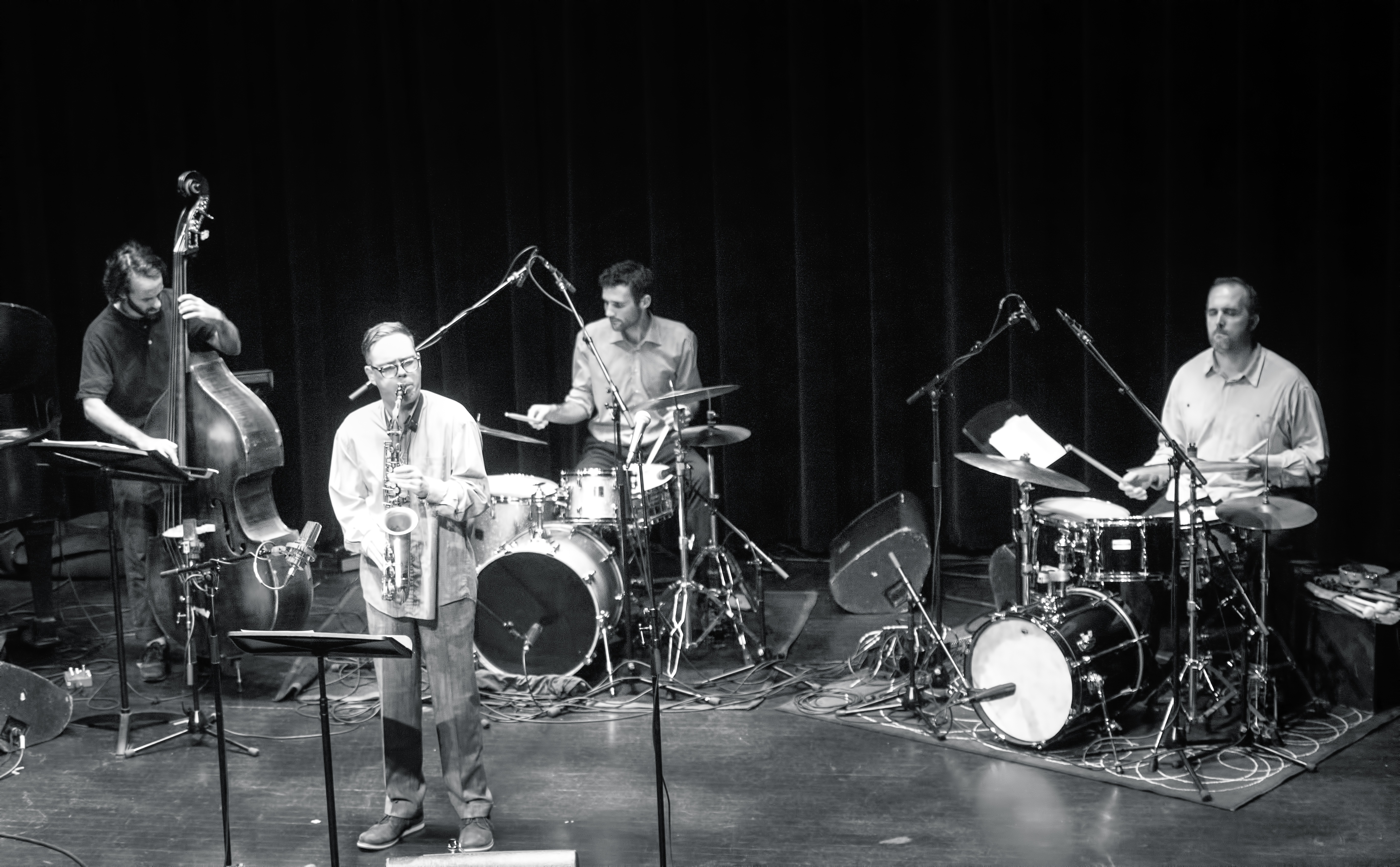 Josh Cole, Brodie West, Evan Cartwright and Nick Fraser with the Brodie West Quintet at the Guelph Jazz Festival 2019