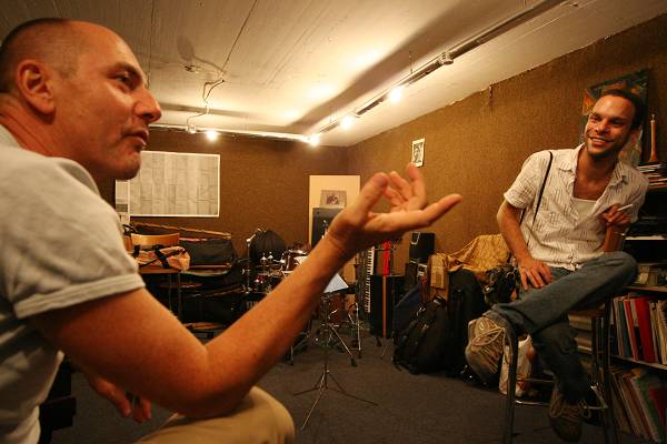 Jean-Pierre Schaller and Cyril Regamey During a Rehersal for the Group "Stratometric", Geneva, Switzerland, 2005