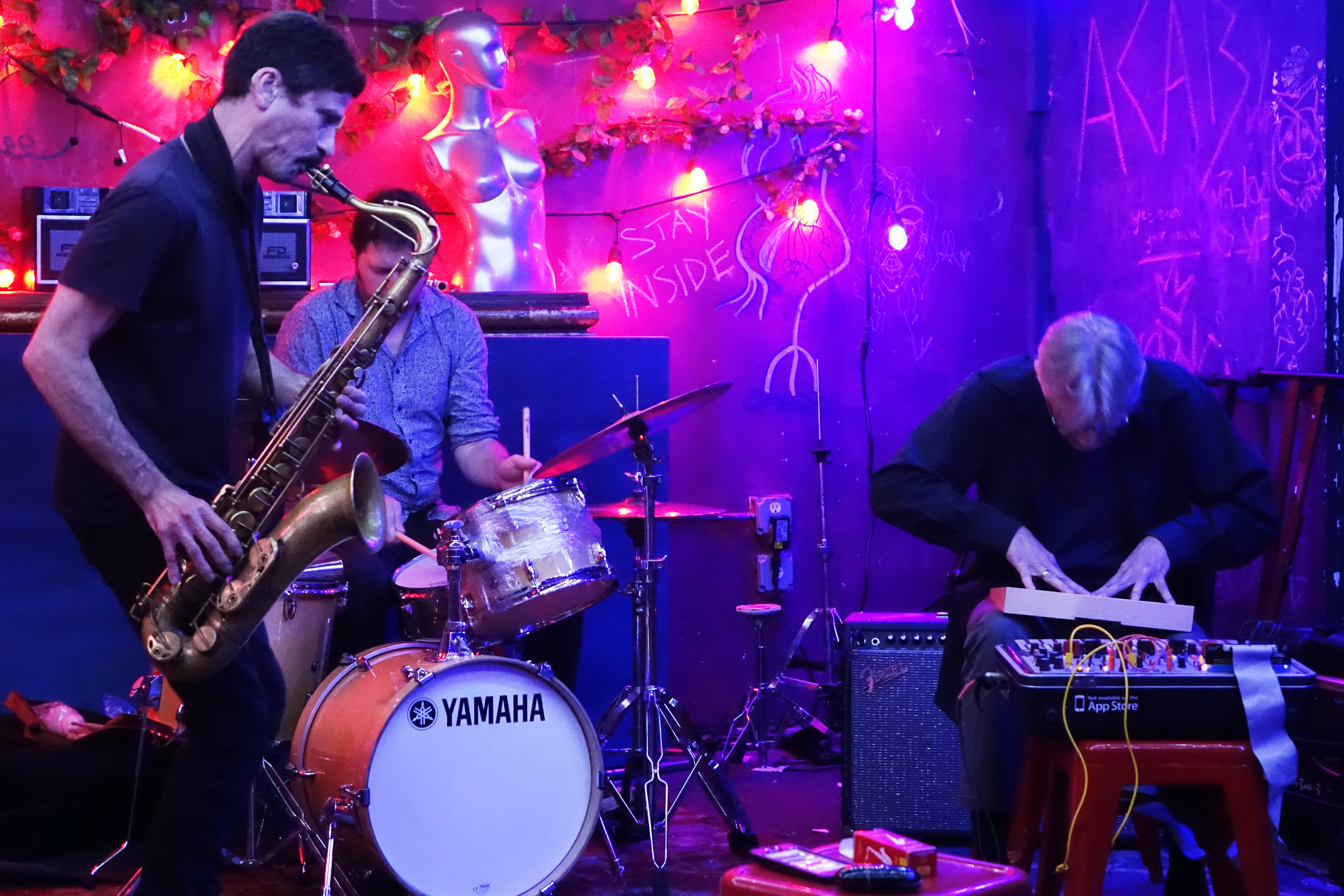 Stephen Gauci, Jeremy Carlstedt and Hans Tammen at the Bushwick Public House, Brooklyn in June 2019