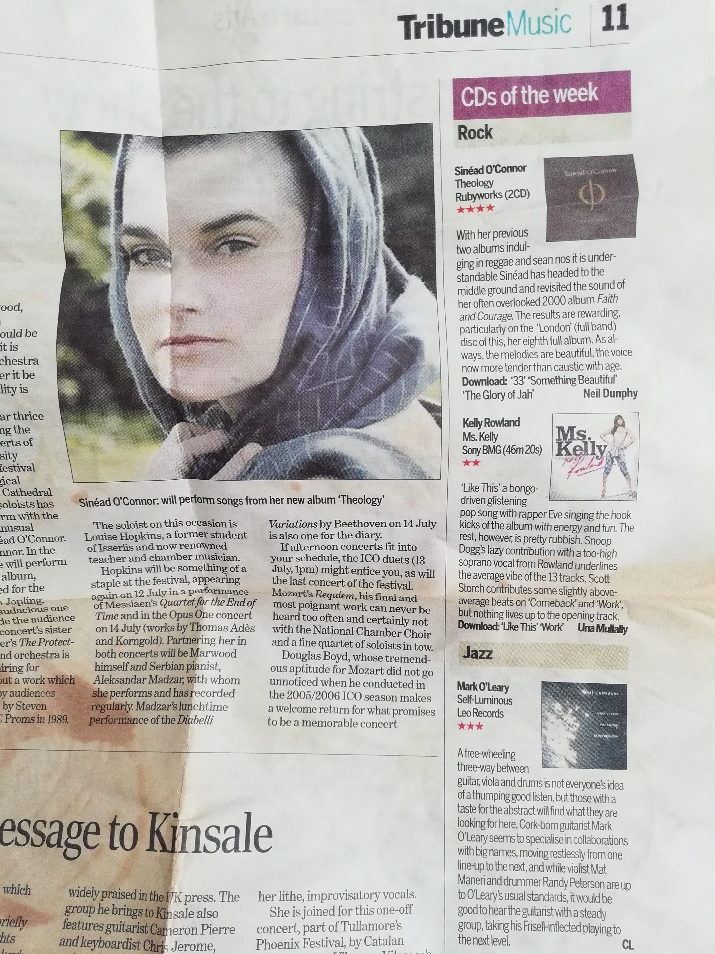 Mark O'Leary Sinead O'Connor Tribune