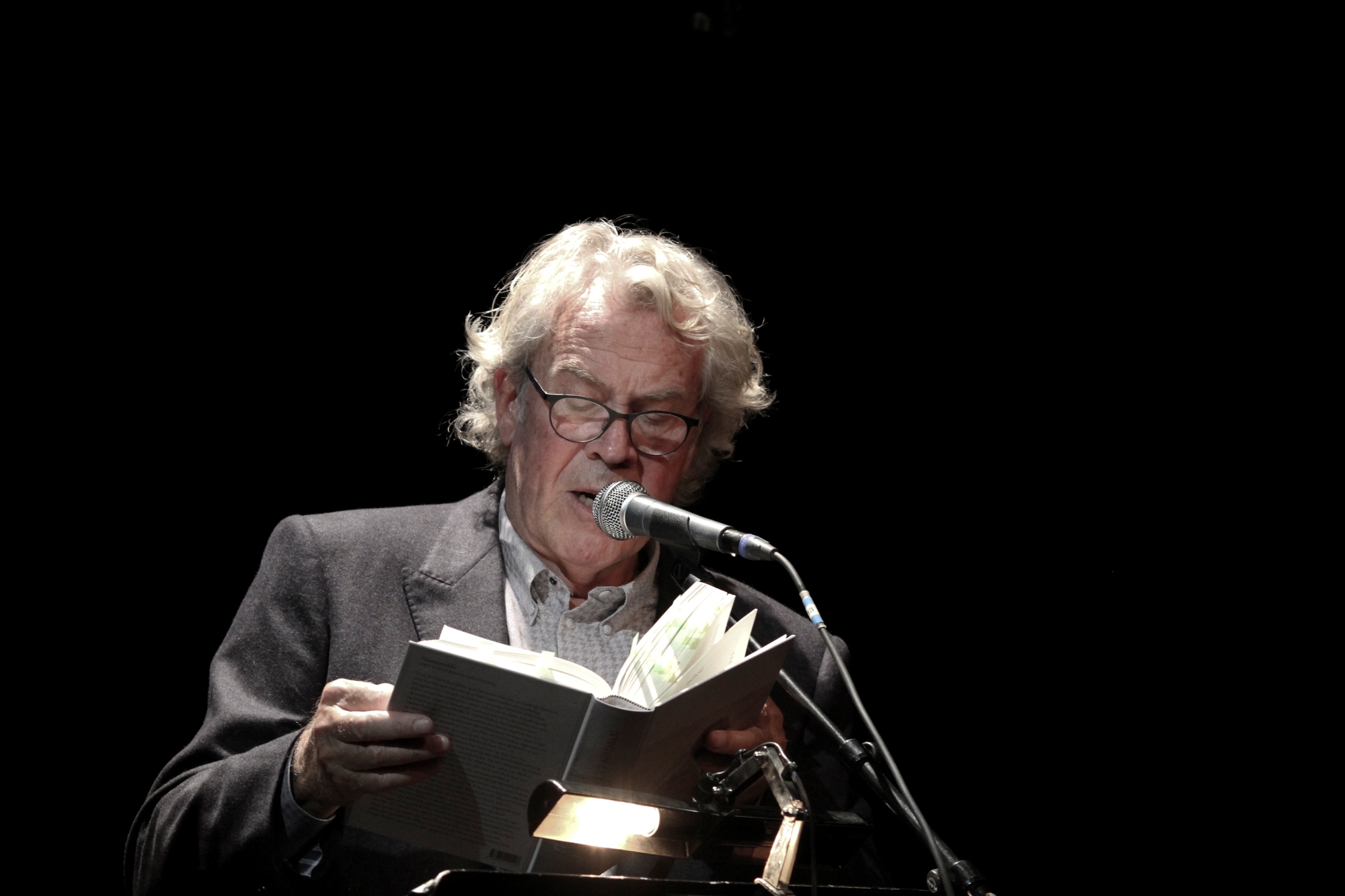 Poet Jorgen Leth, at Jazz and Poetry Evning at the Copenhagen Jazzhouse 2012.09.22 in Copenhagen, Denmark