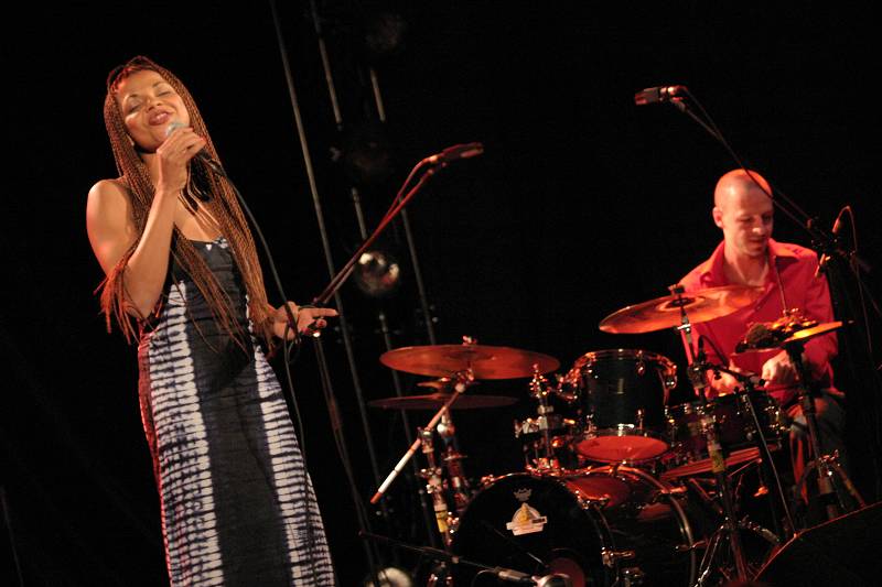 Mina Agossi and Bertrand Perrin with the Mina Agossi Trio at the Cully Jazz Festival, Switzerland, 2005