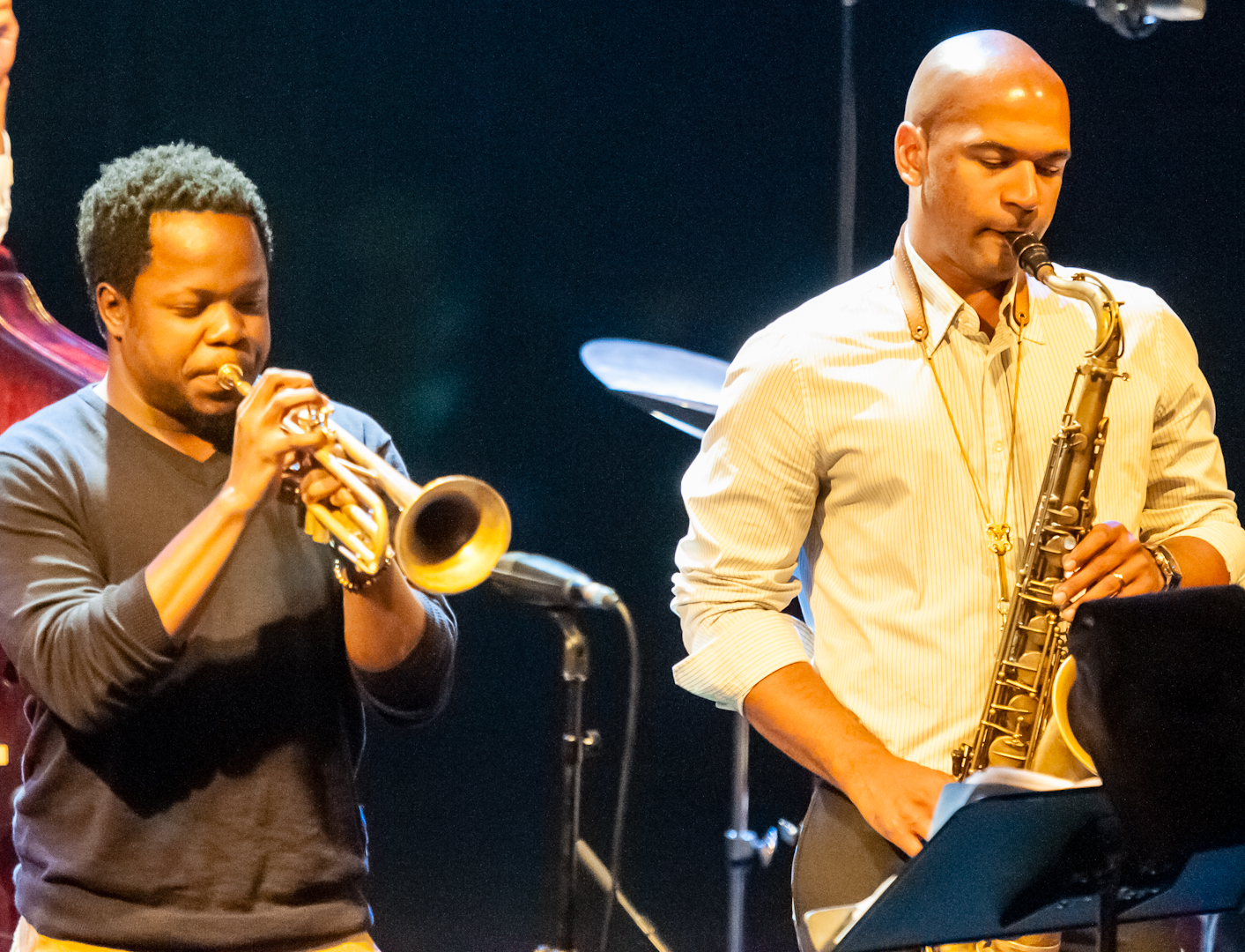 Ambrose Akinmusire and Walter Smith III with the Ambrose Akimusire Quintet at the Montreal International Jazz Festival