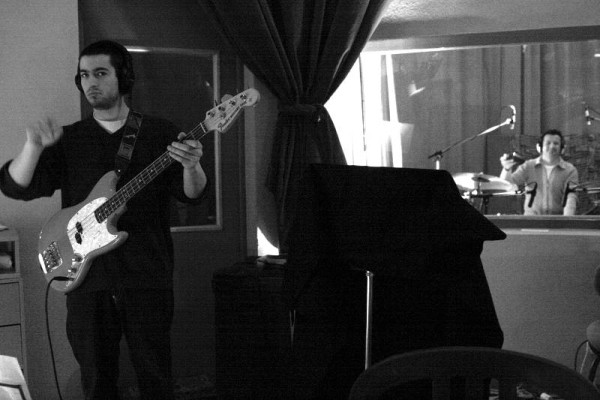 Cyril Moulas and Pierre Yves Desvignes During the Recording of the CD of the Group "Lebocal" at Studio de la Buissonne, Avignon,