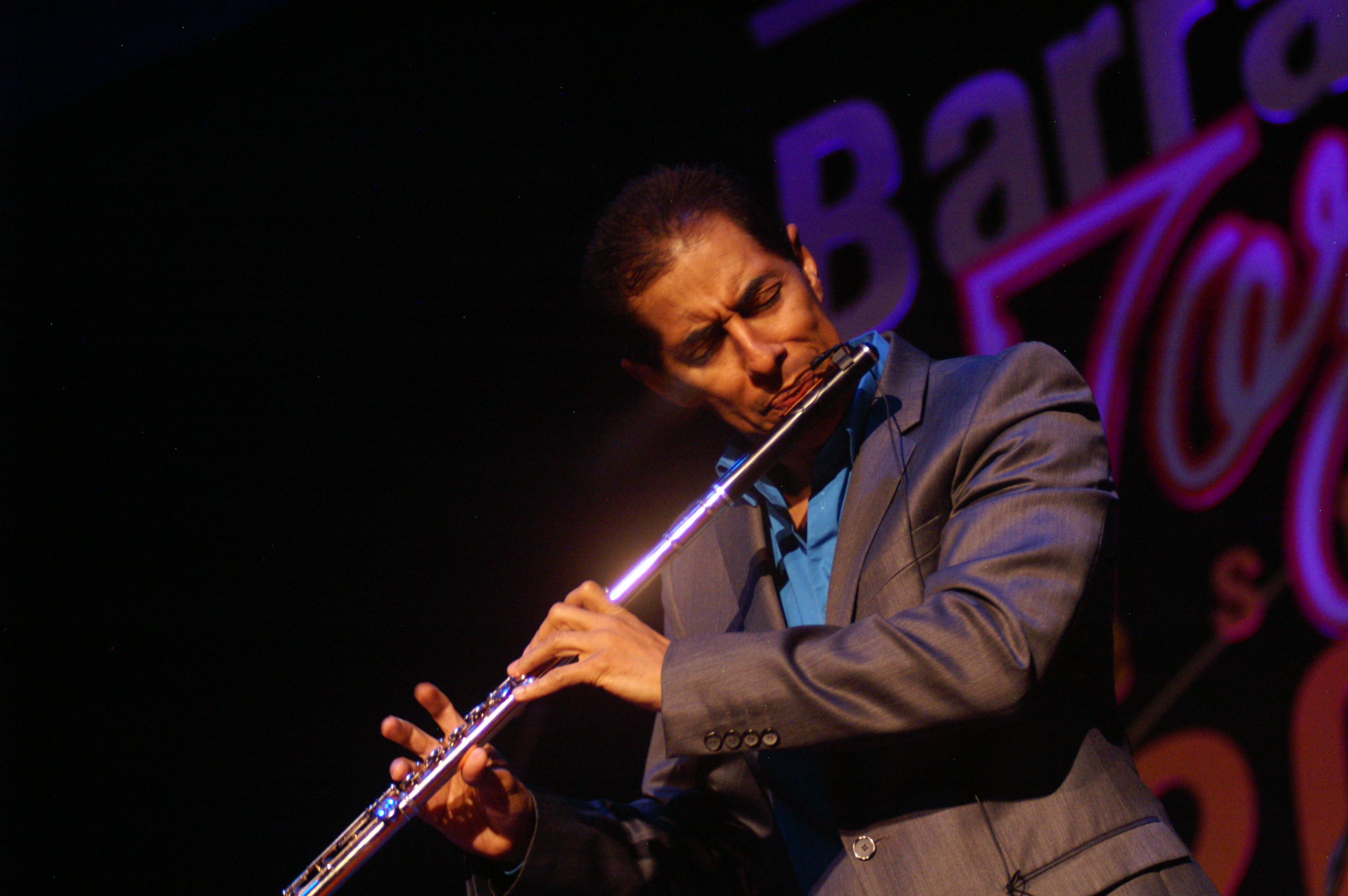 Puerto rican flautist nestor torres performs as a special guest at the barranquijazz festival.