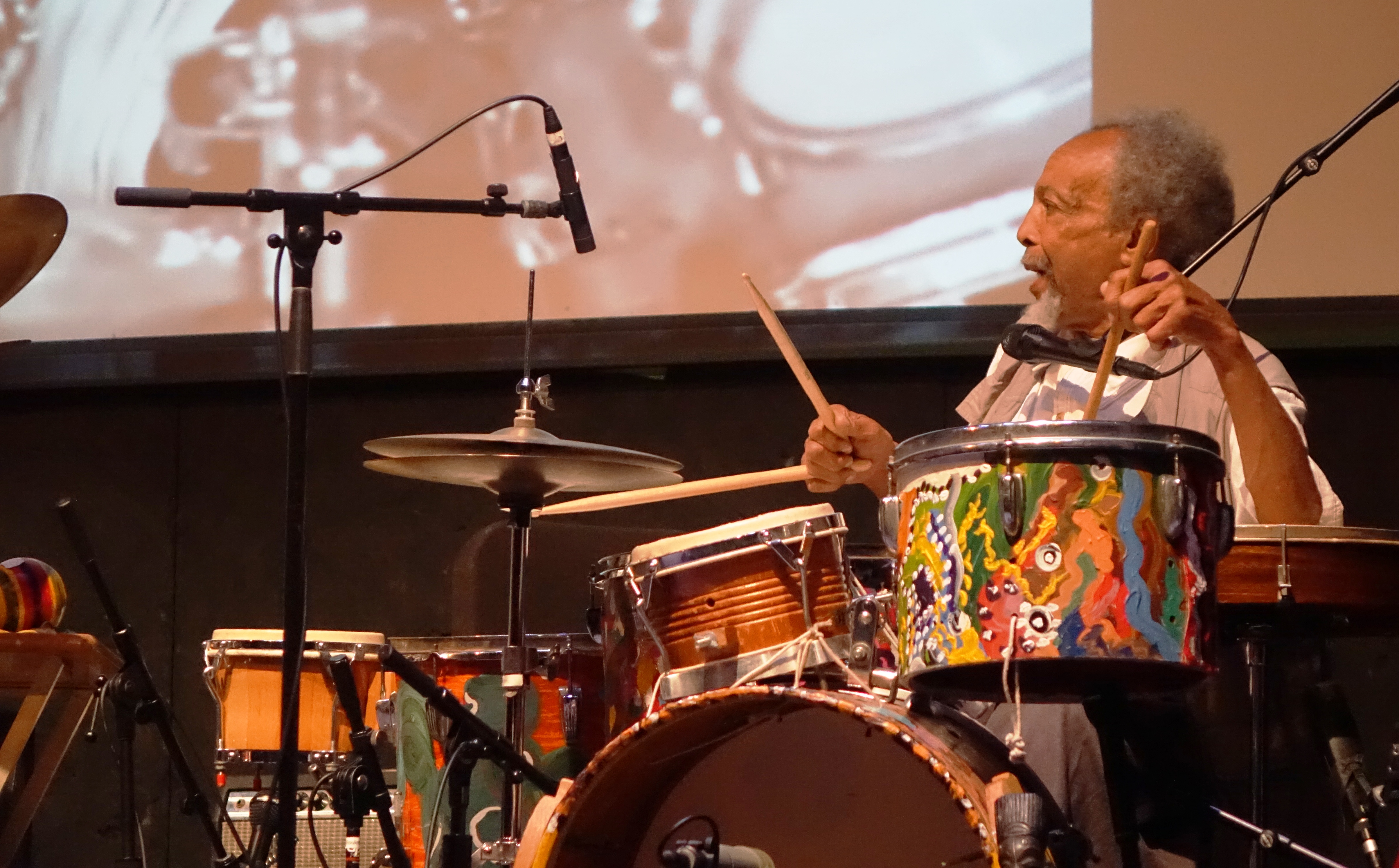 Milford Graves at the Vision Festival in Roulette, Brooklyn in June 2019