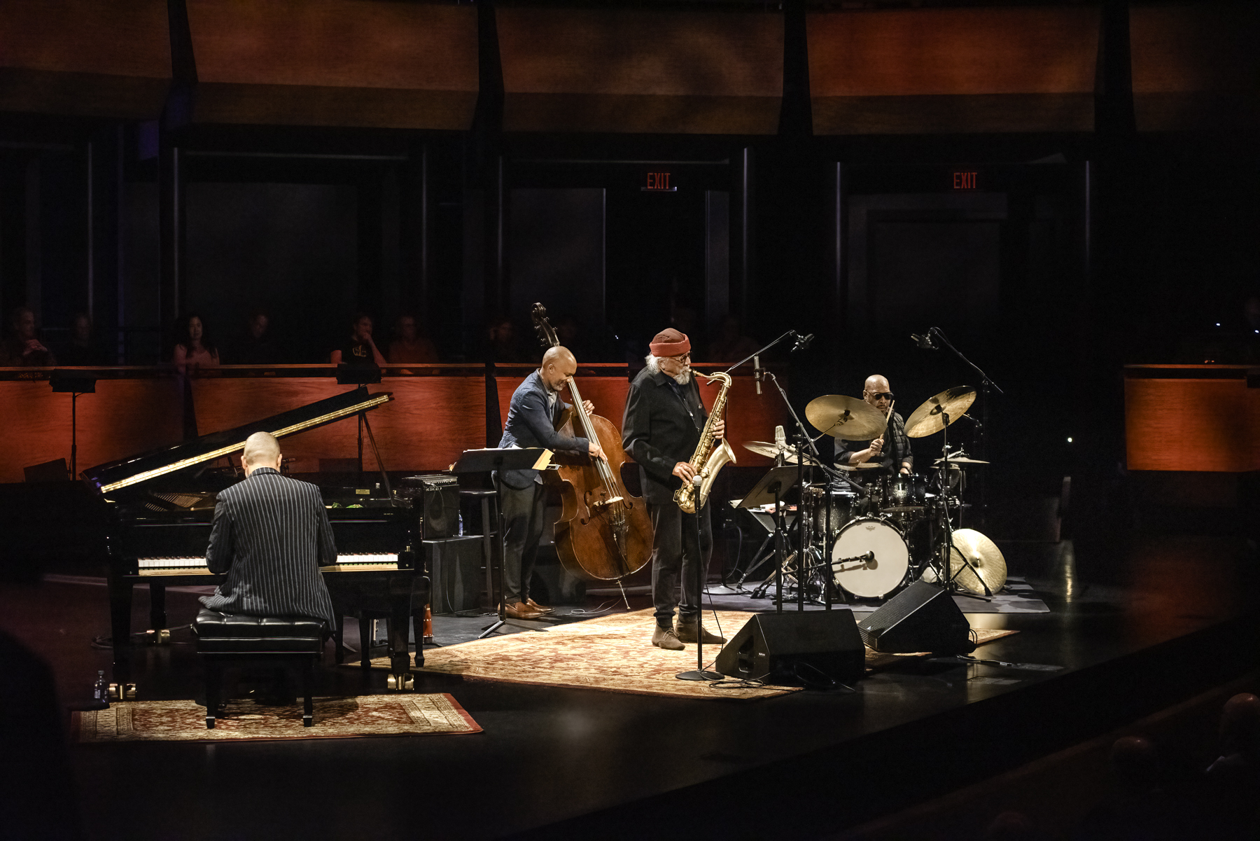 Jason Moran, Reuben Rogers, and Eric Harland with Charles Lloyd at Rose Theater in Jazz at Lincoln Center