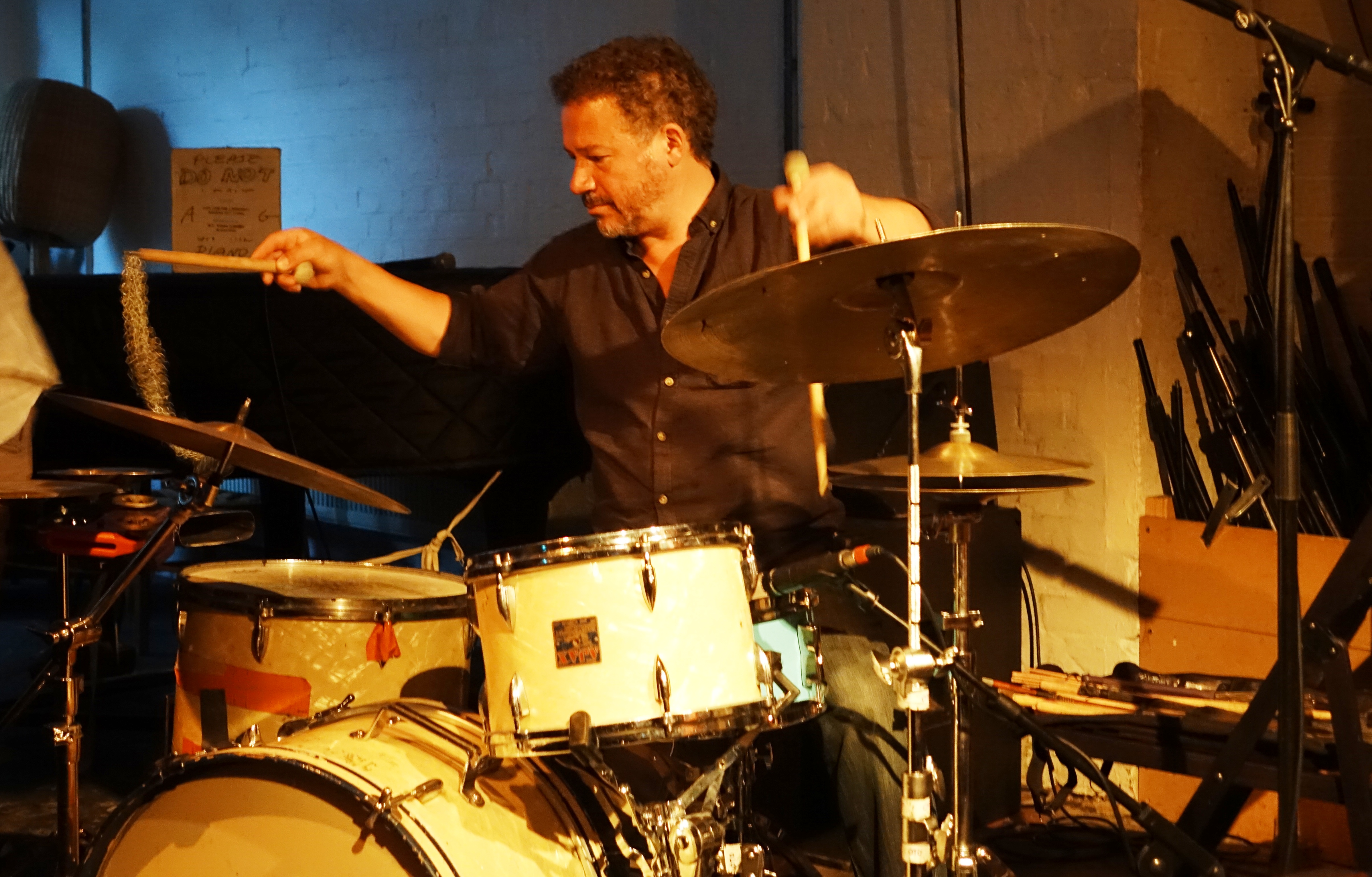 Mark Sanders at Cafe Oto, London in August 2018