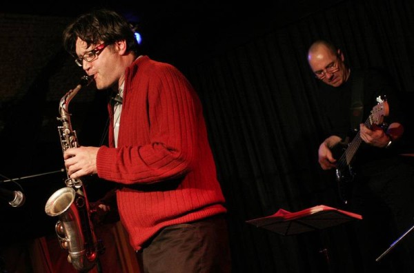 Jean-Pierre Schaller and Stefano Saccon with "Stefano Saccon 4tet - Stratic" at the Caves Du Bon-Sejour, Versoix, Geneva, Switze