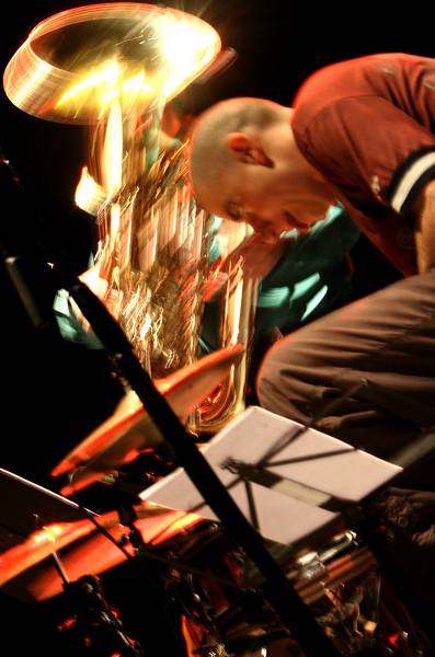 Bertrand Blessing and Ian Gordon-Lennox with "Bertrand Blessing & Pitched Battle" at the Amr Jazz Festival, Alhambra, Geneva, SW