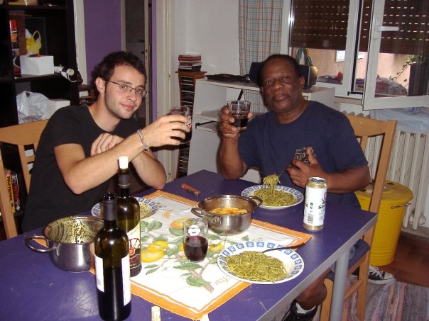 Andreas & Emmett Having Dinner,Brescia,Italy,2006'