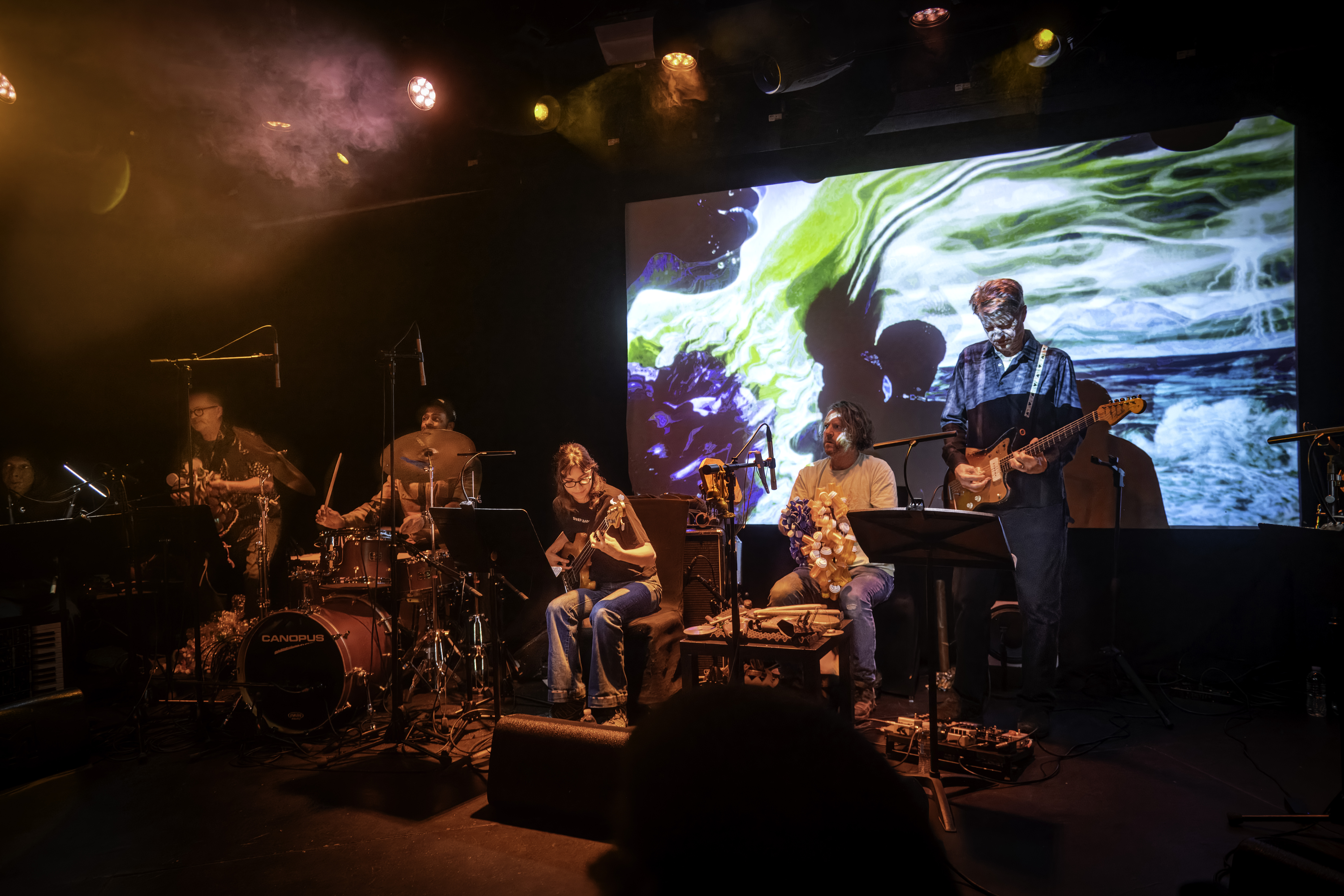 Shazad Ismaily, Kenny Wollesen, Tcheser Holmes, Anna Abondolo, Billy Martin, and Nels Cline with Re-imagining Bitches Brew at the NYC WinterJazzfest