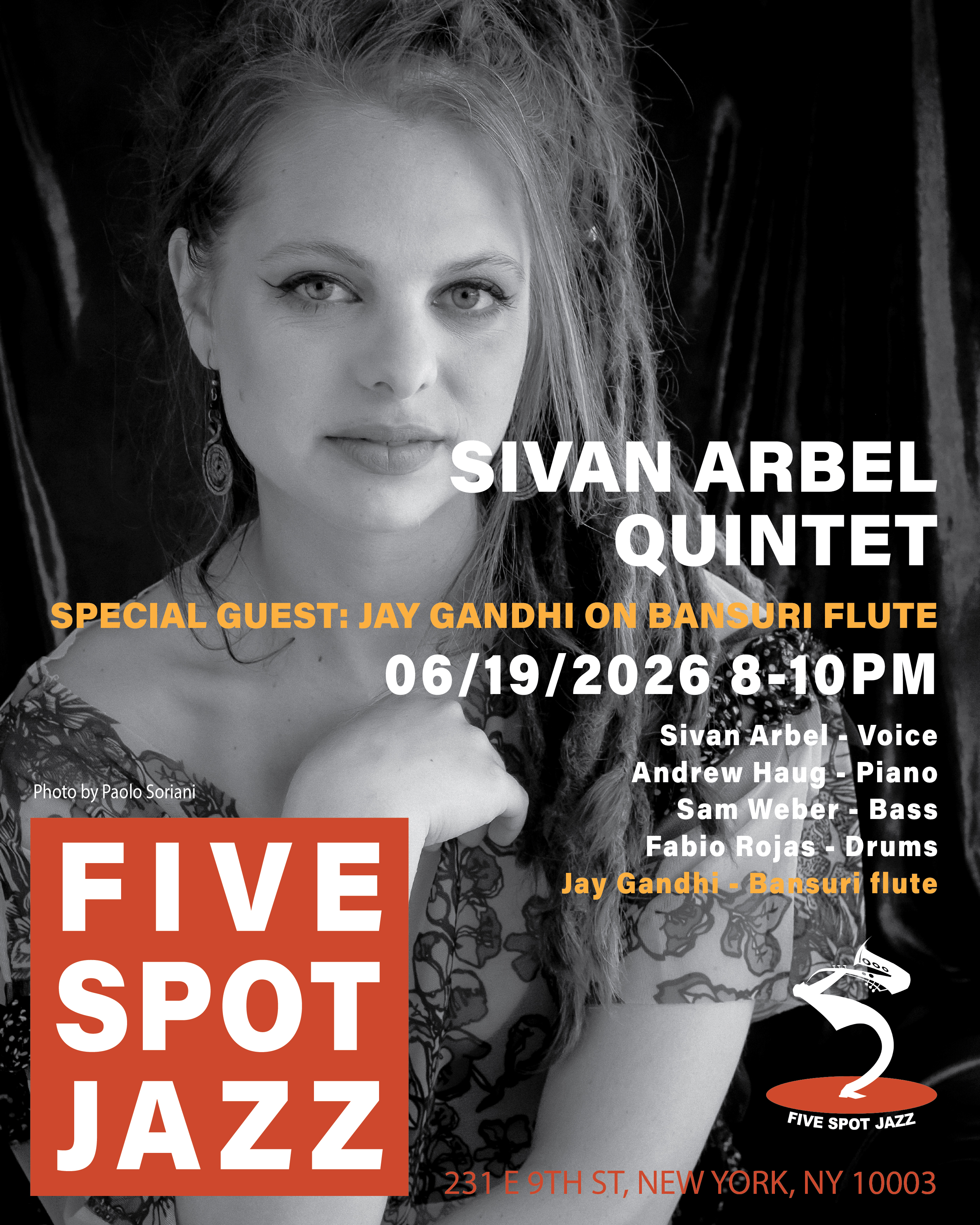 Sivan Arbel Quintet Special Guest: Jay Gandhi On Bansuri Flute — jazz photo by FIVE SPOT JAZZ | All About Jazz