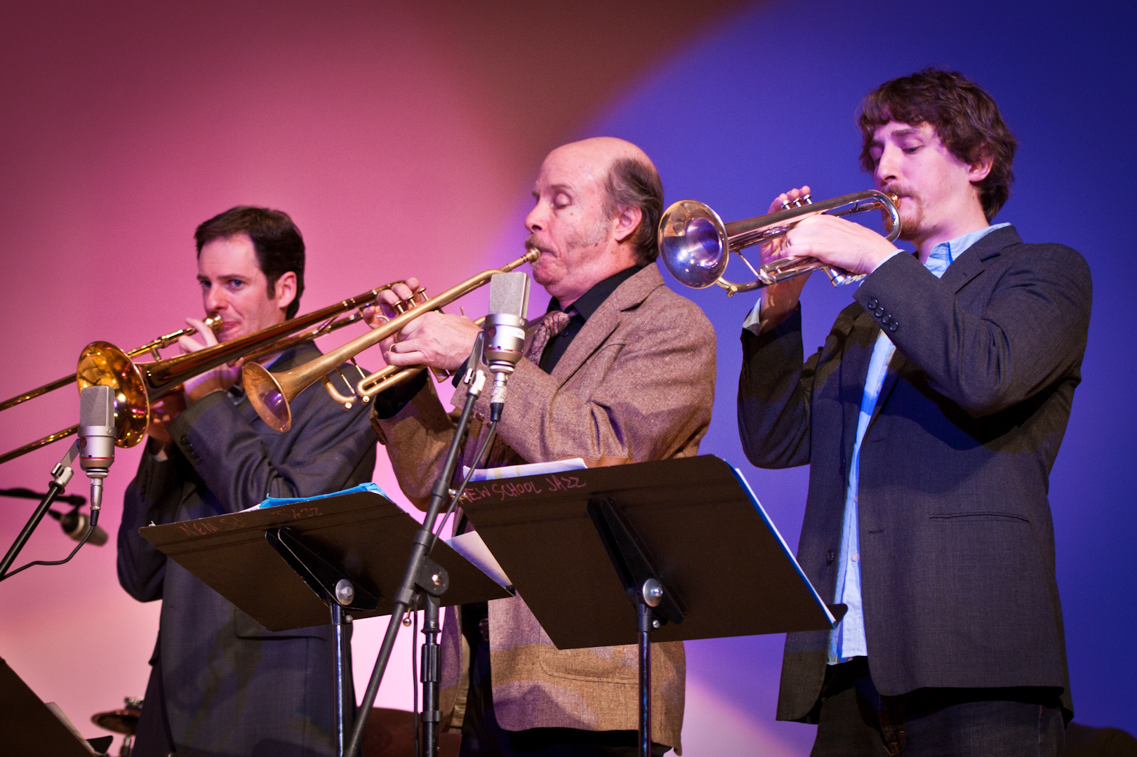 Joel Yennior, Tom Halter and Dan Rosenthal with the Either/Orchestra at the New School for Jazz