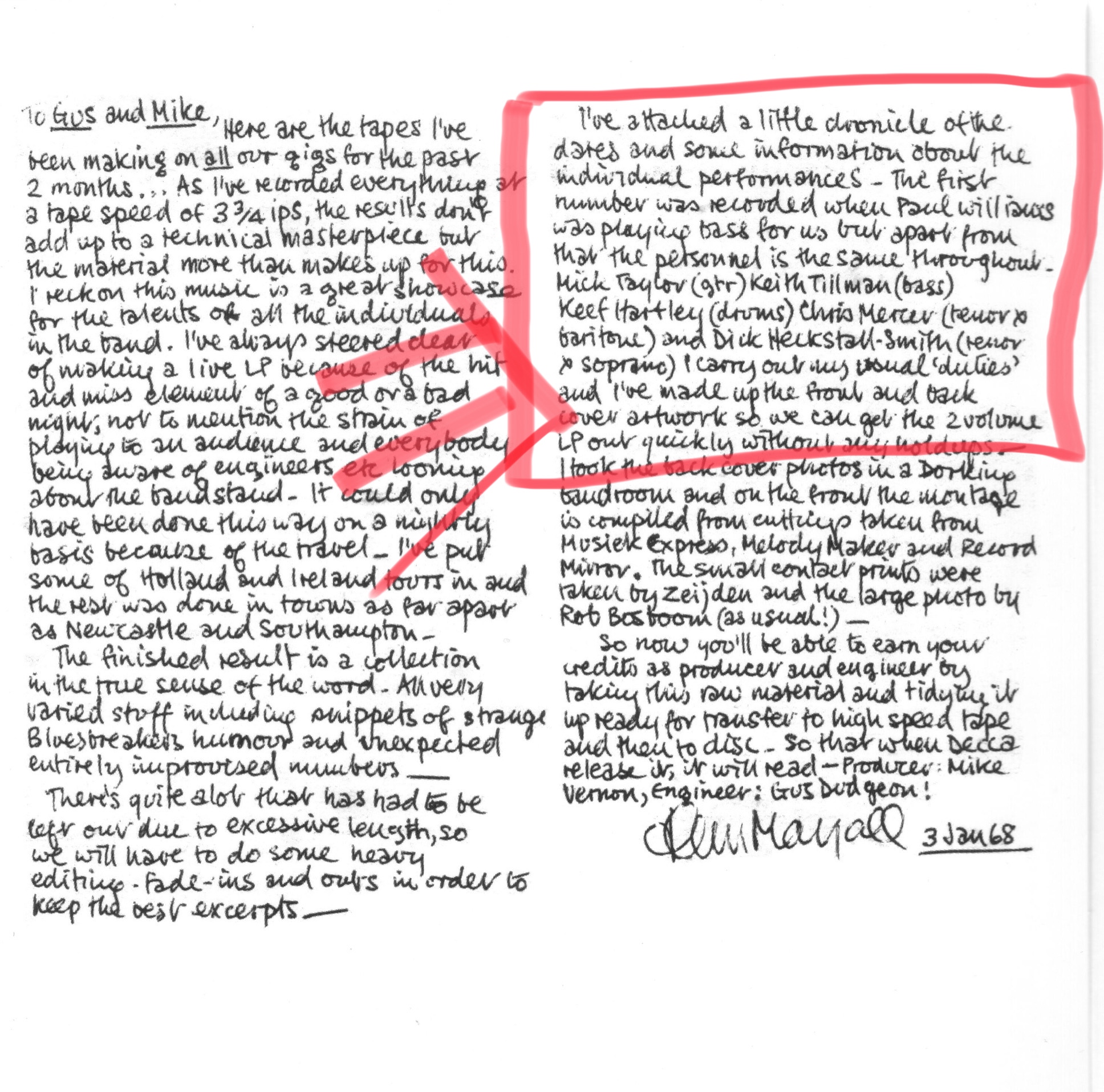 John Mayall Diary of a Band Liners