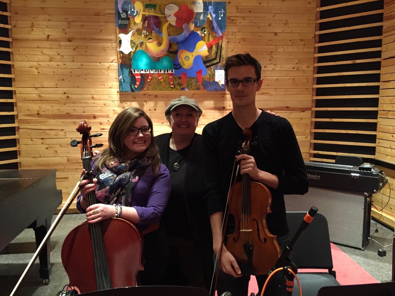 Jane Saunders (center) scoring session at Purchase Conservatory of Music