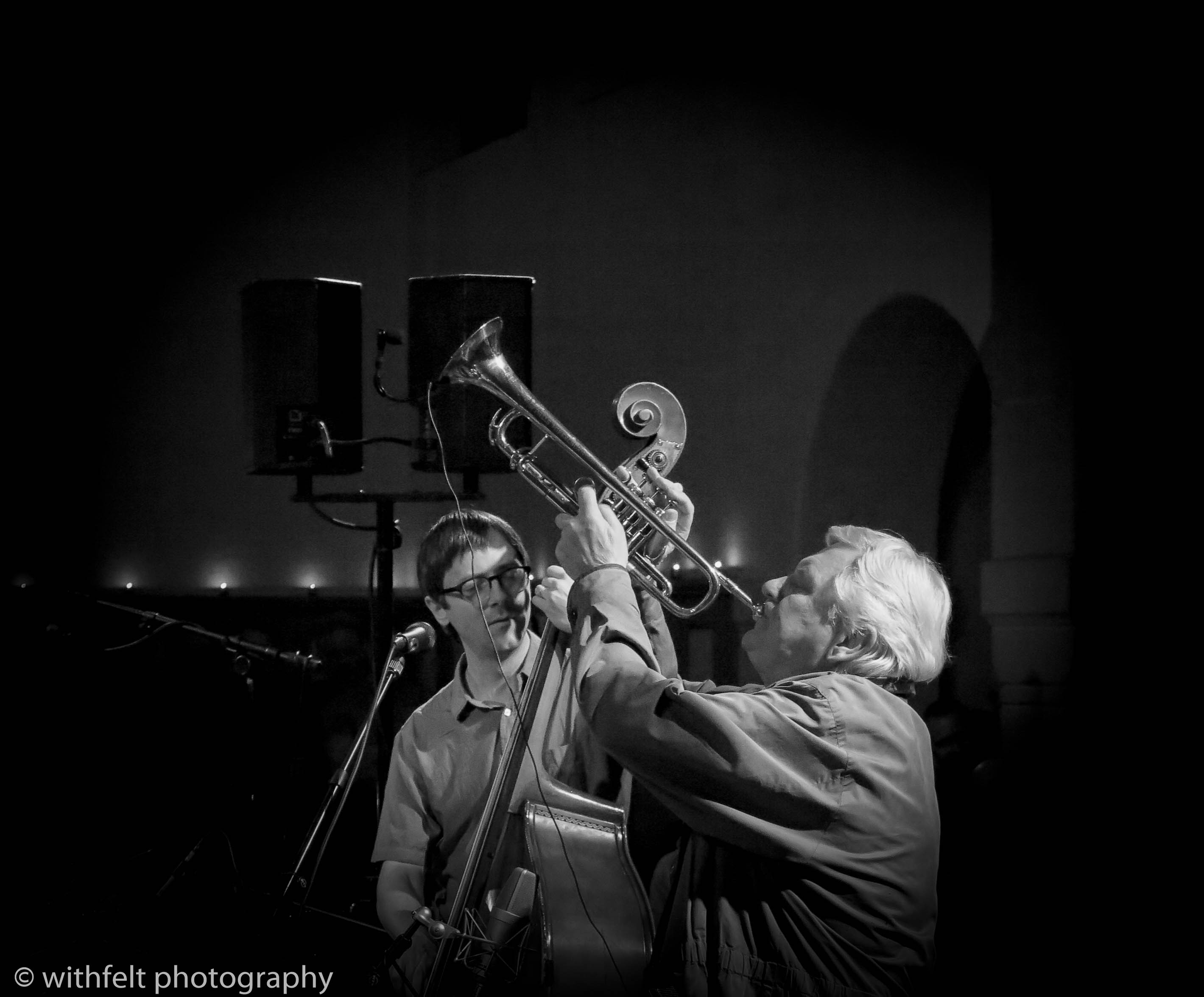 Palle Mikkelborg (tp) & Thomas Morgan (bass) at Jakob Bro 40th birthday concert 12.04.2018 in Copenhagen