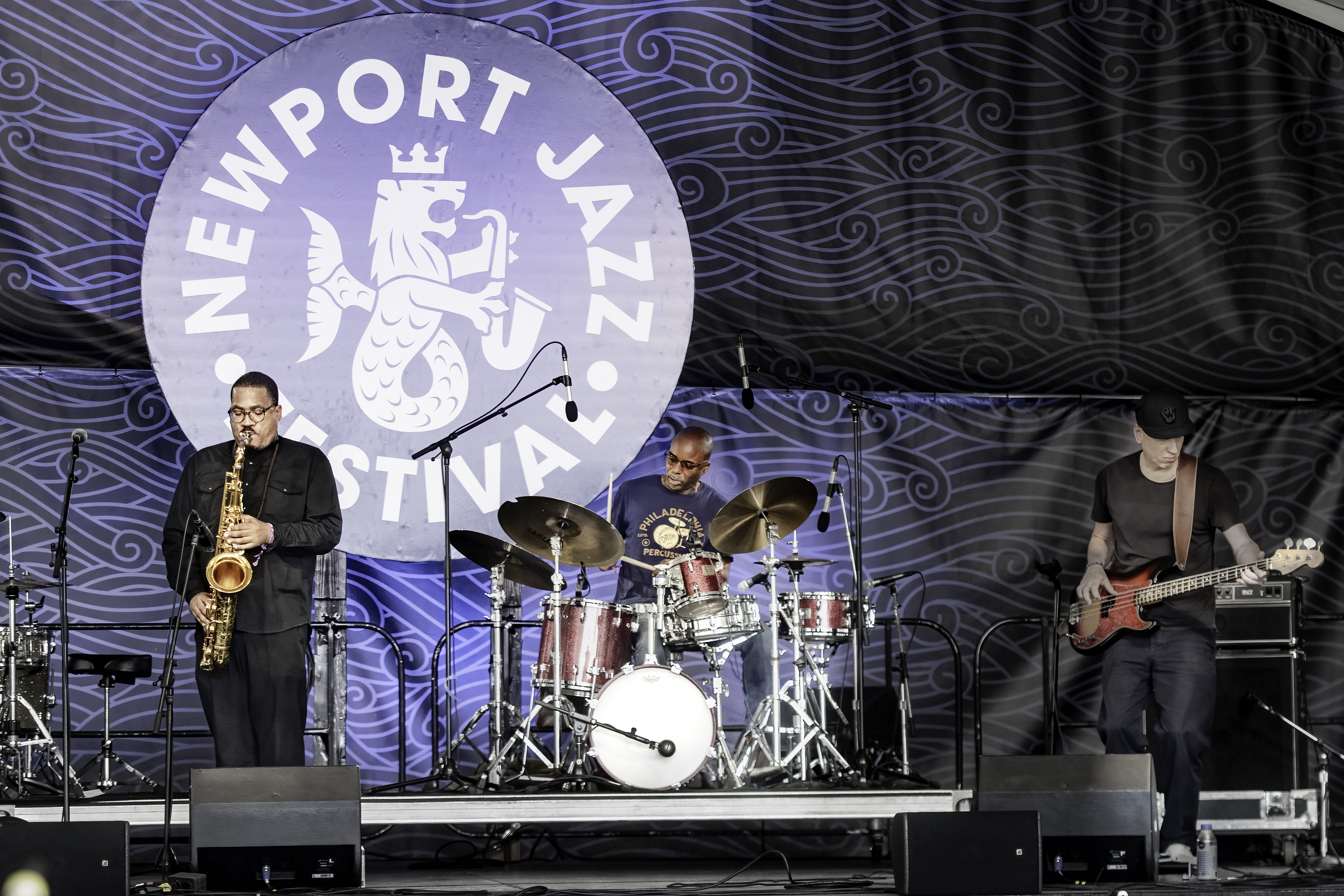 James Brandon Lewis, Chad Taylor and Josh Werner at the Newport Jazz Festival 2023